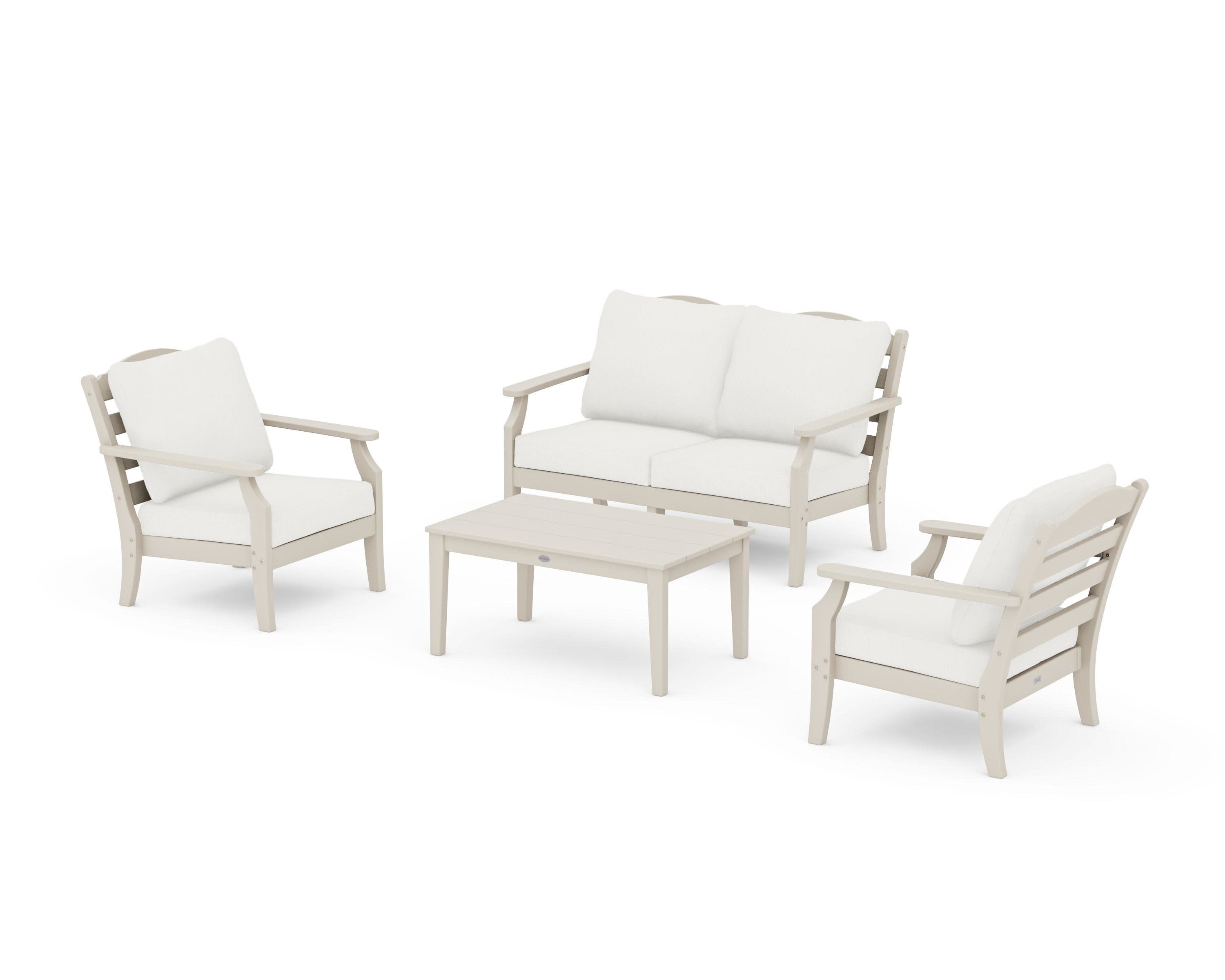 Savannah 4-Piece Deep Seating Set with Loveseat in Sand / Natural Linen
