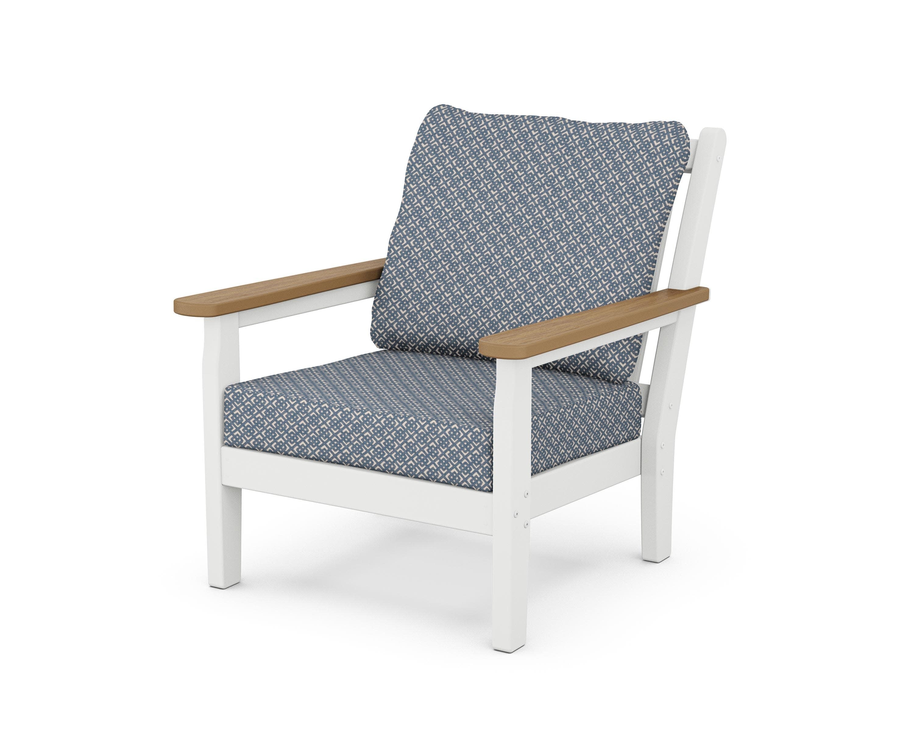 Chippendale Deep Seating Chair in White / Natural / Hopscotch