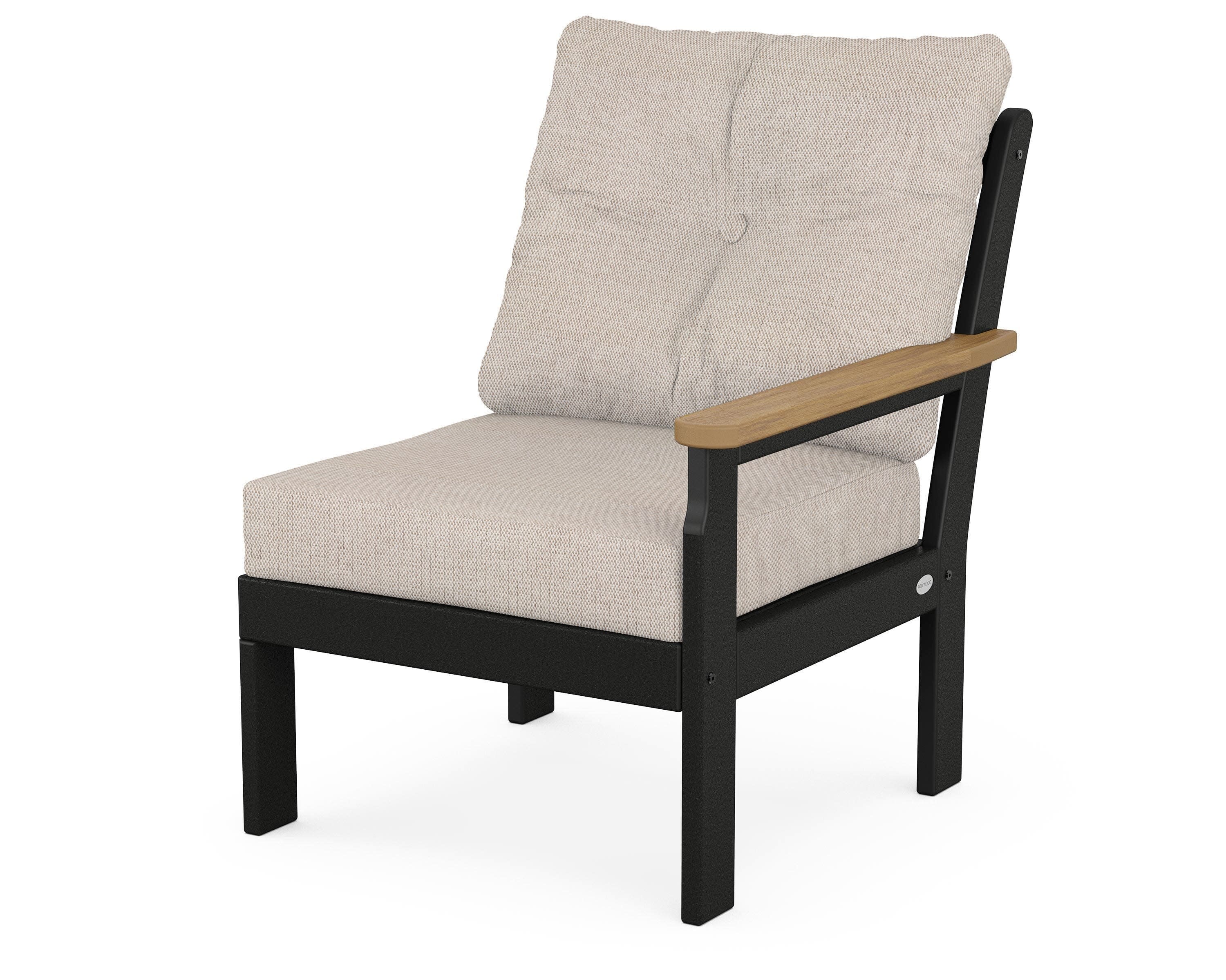 Vineyard Modular Right Arm Chair in Black / Natural / Blend Linen