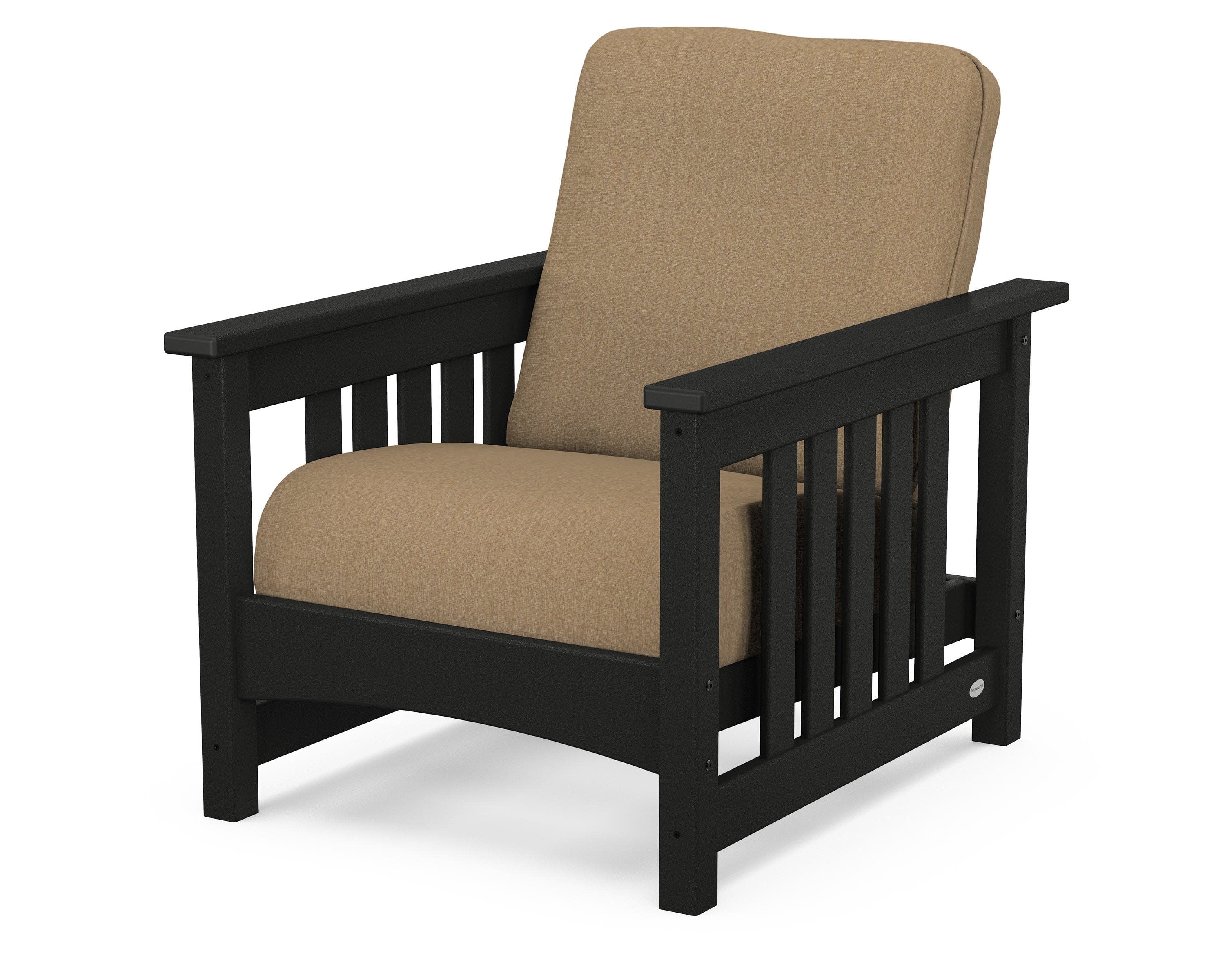 Club Mission Chair in Black / Sesame