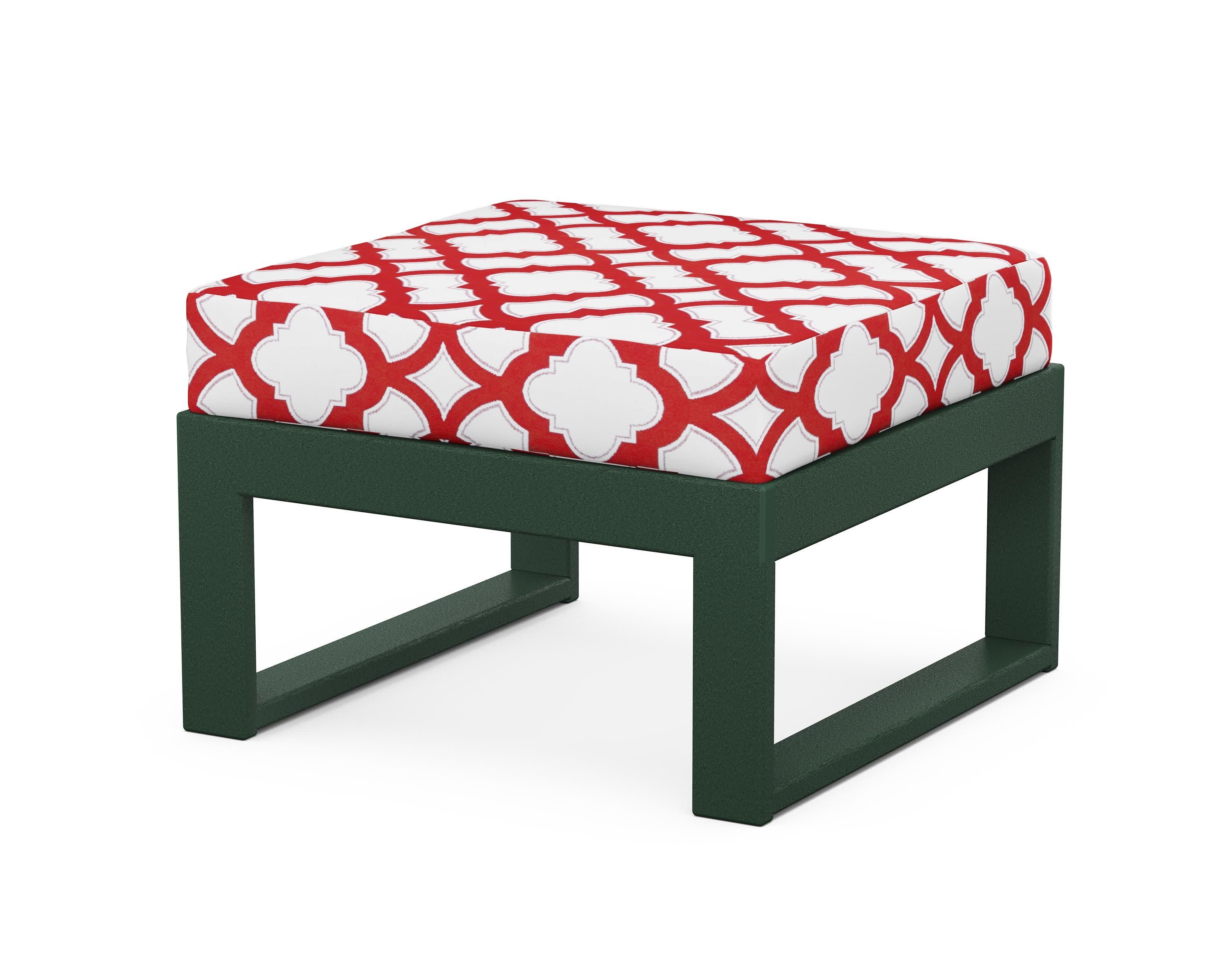 Modular Ottoman - Modern in Green / Trellis Crimson