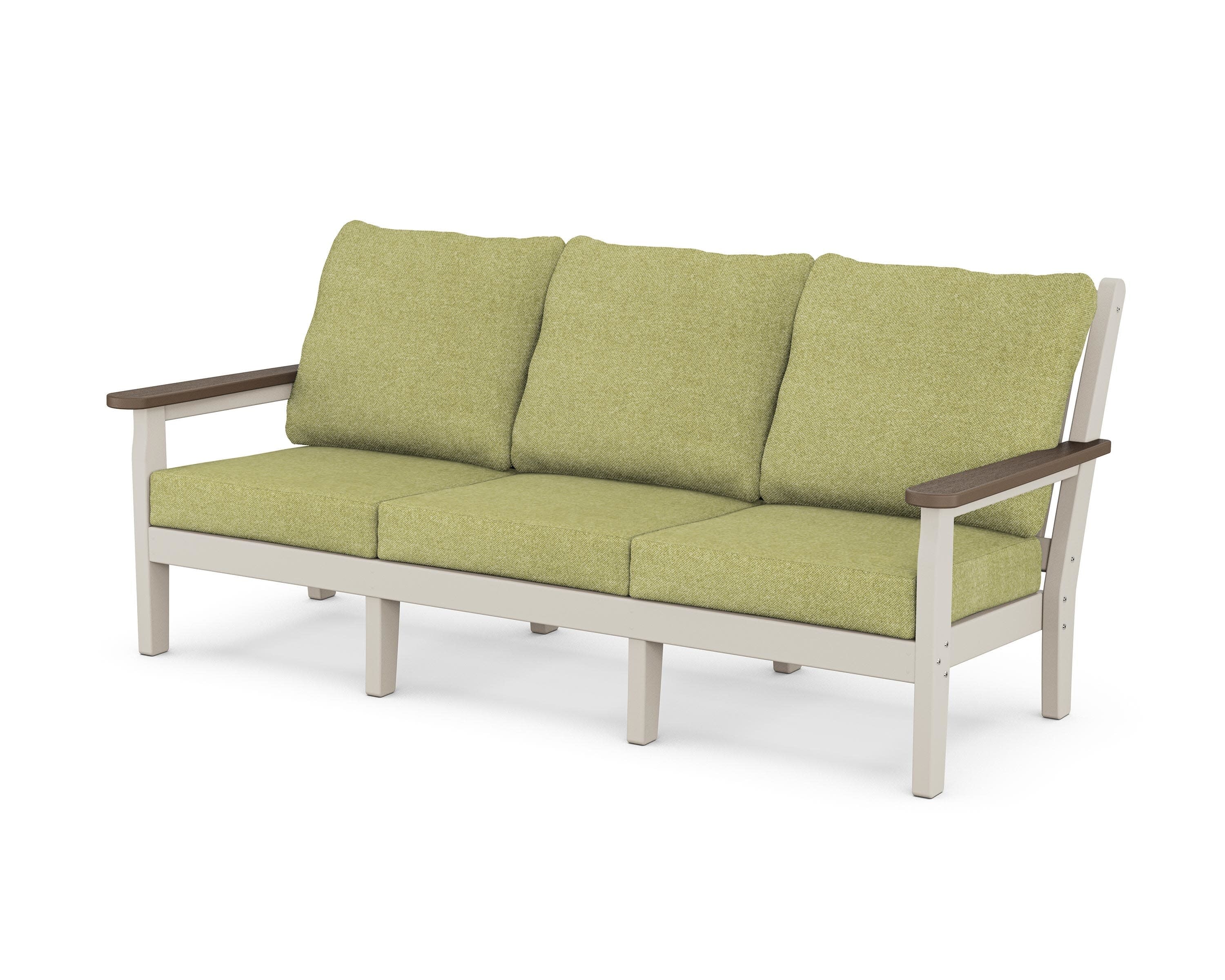 Chippendale Deep Seating Sofa in Sand / Kona / Chartreuse Boucle