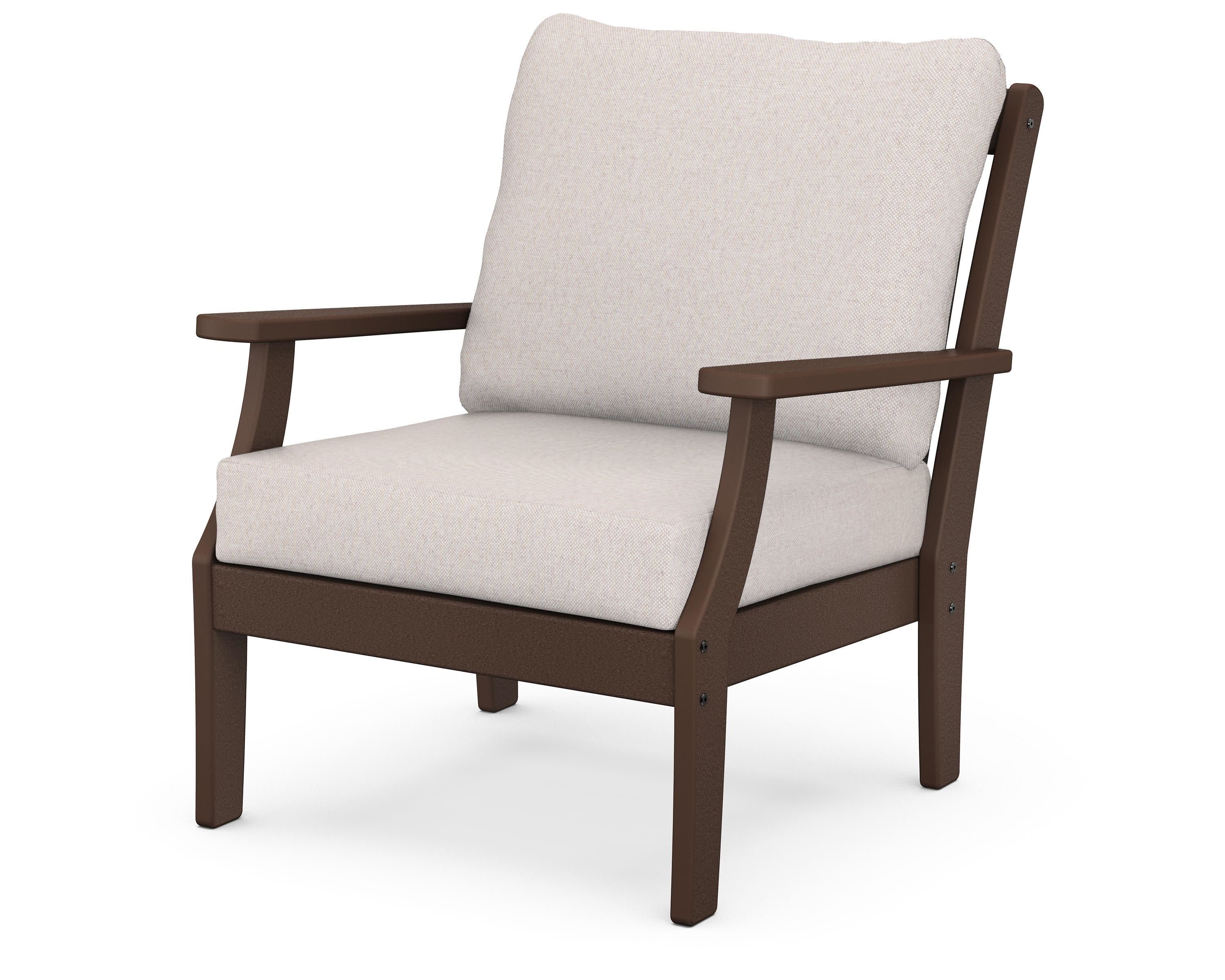 Braxton Deep Seating Chair in Mahogany / Dune Burlap