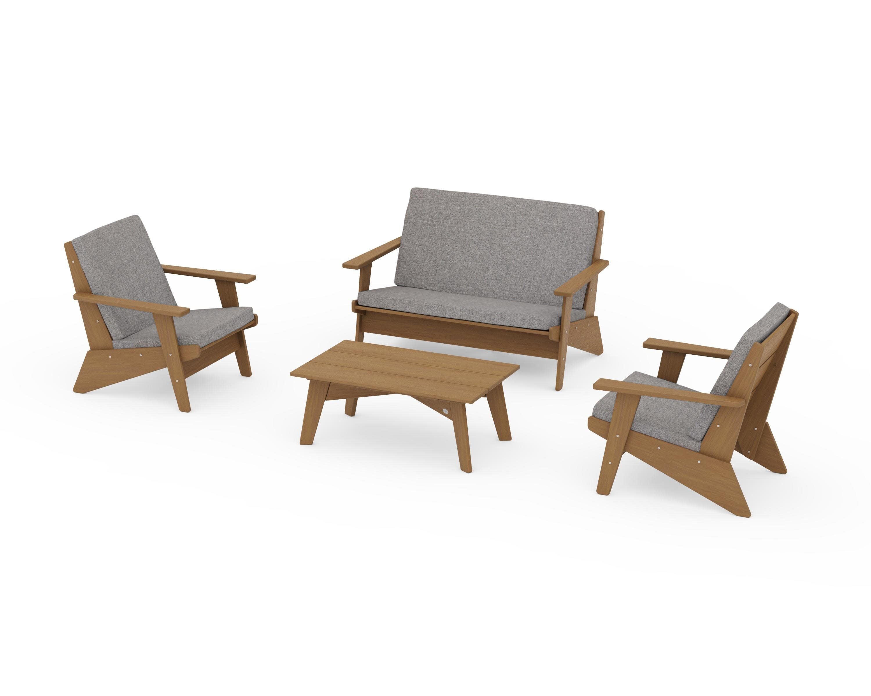 Riviera Modern Lounge 4-Piece Set in Natural / Grey Mist