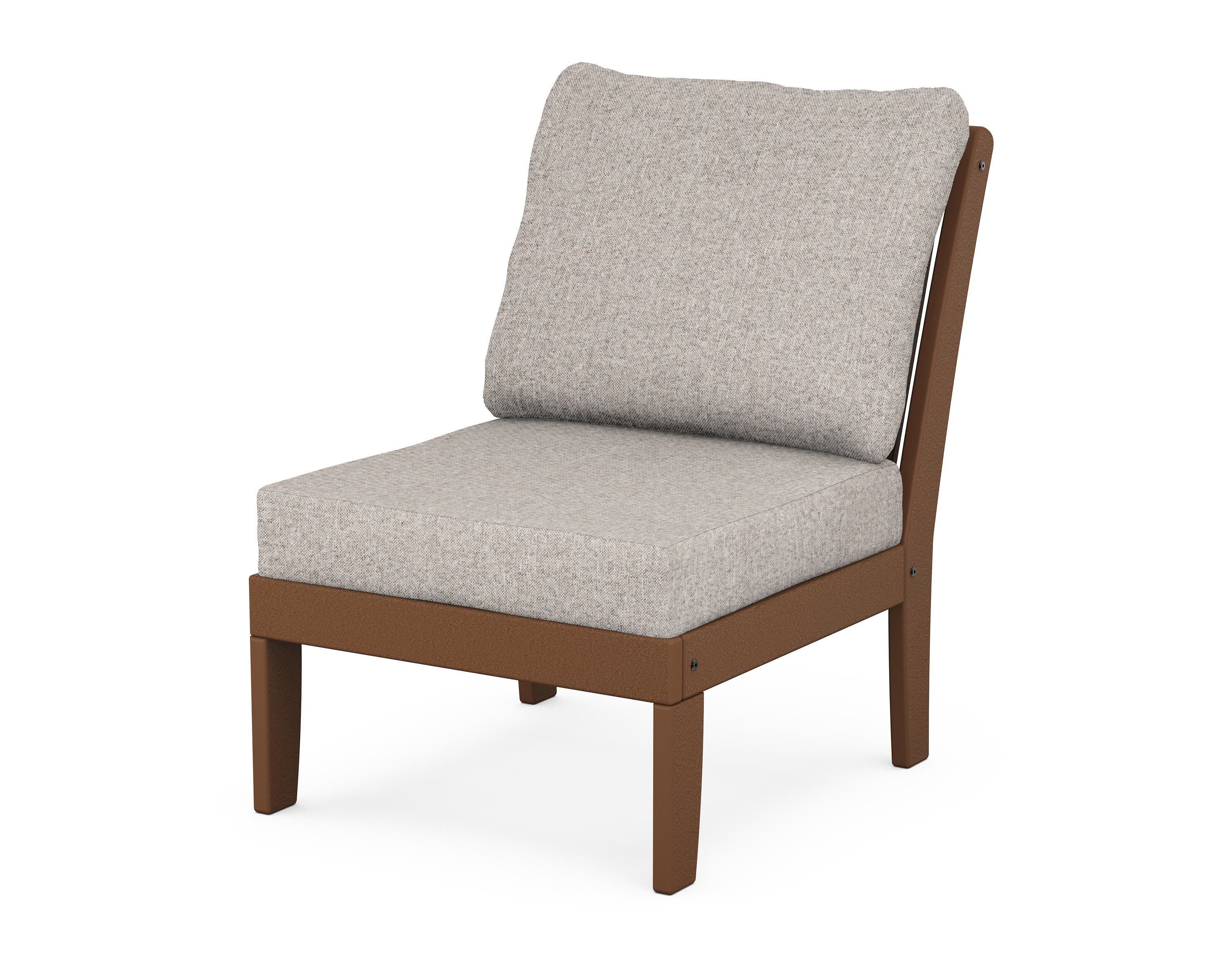 Braxton Modular Armless Chair in Teak / Weathered Tweed