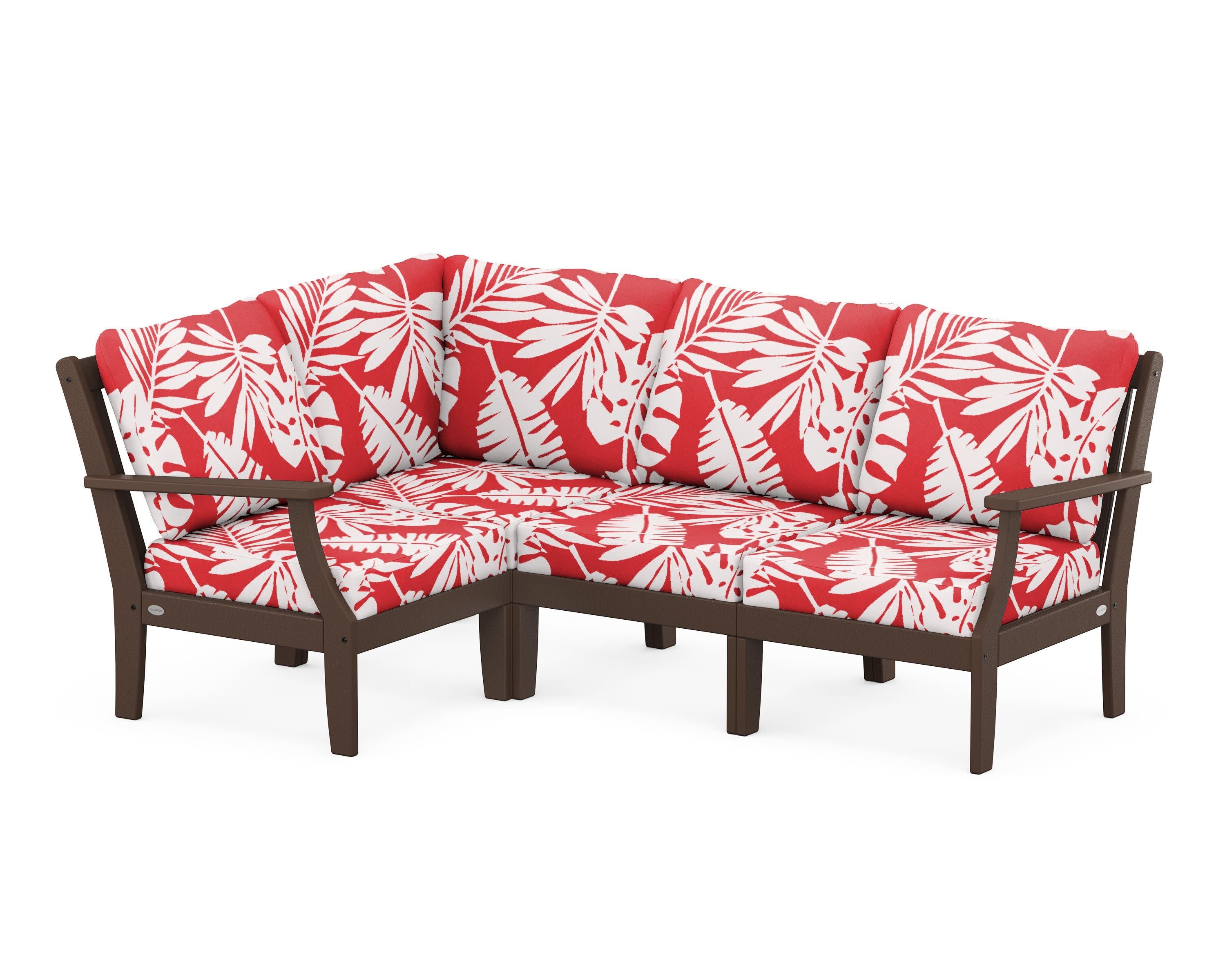 Braxton Modular 4-Piece Deep Seating Set in Mahogany / Leaf Crimson