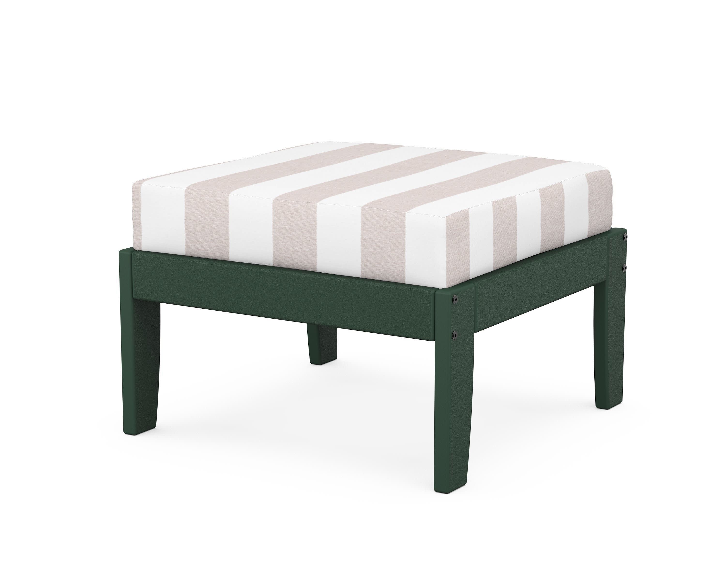 Modular Ottoman - Classic in Green / Cabana Stripe Dune Burlap