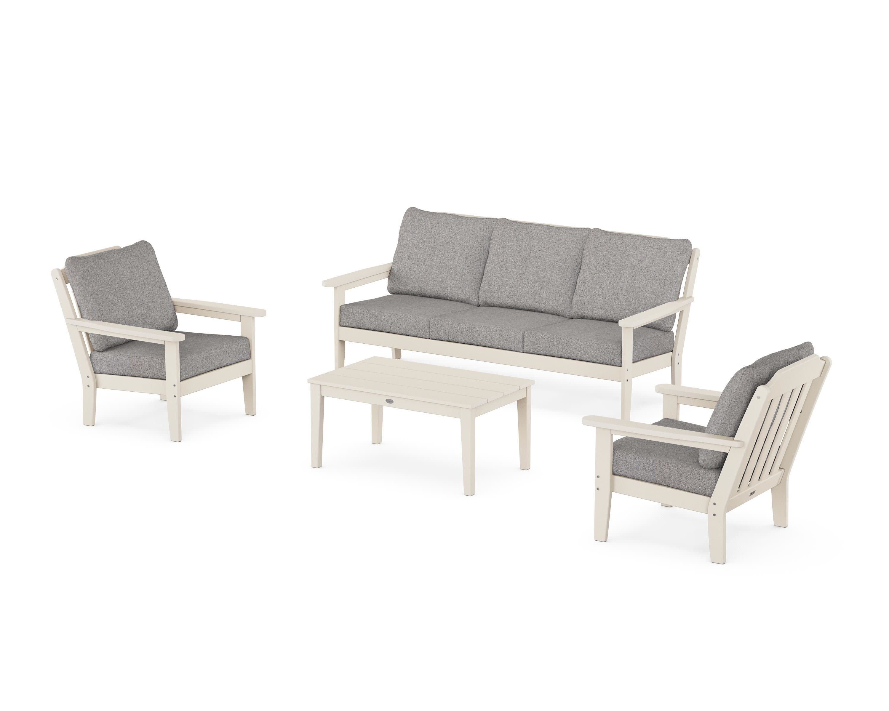 Cottage 4-Piece Deep Seating Set with Sofa in Sand / Grey Mist