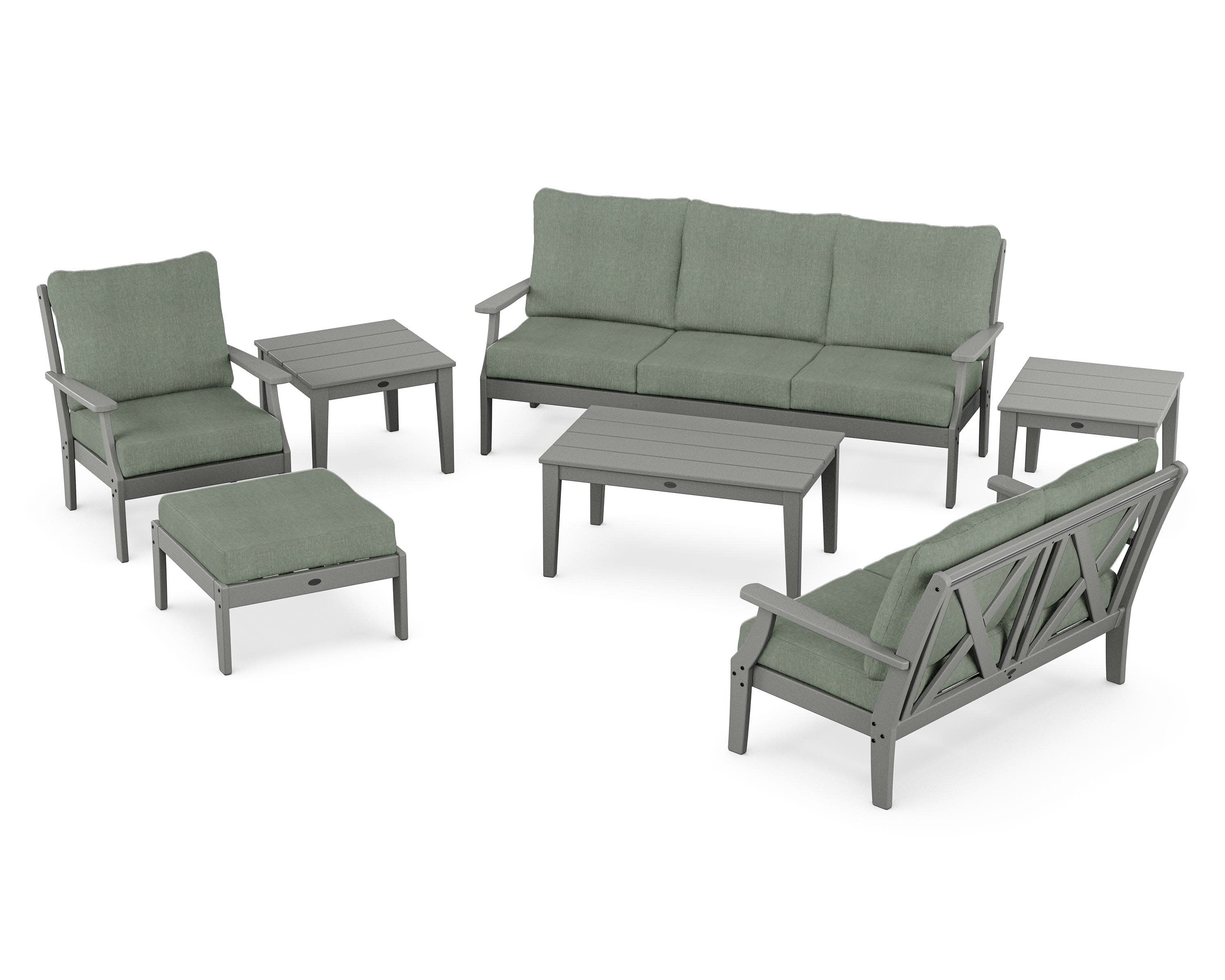 Braxton 7-Piece Deep Seating Set in Slate Grey / Cast Sage