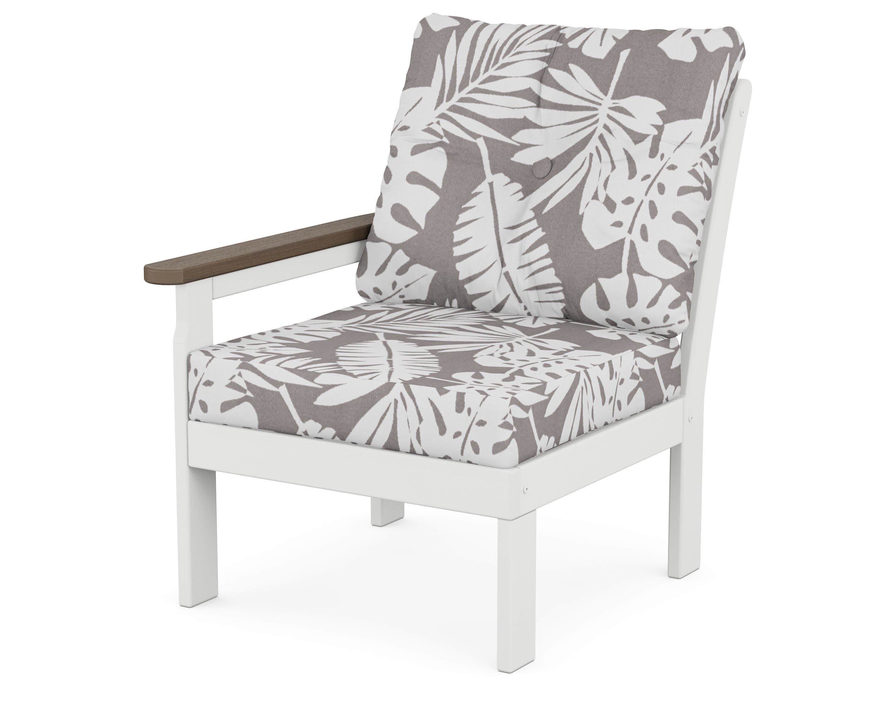 Vineyard Modular Left Arm Chair in White / Kona / Leaf Grey Mist