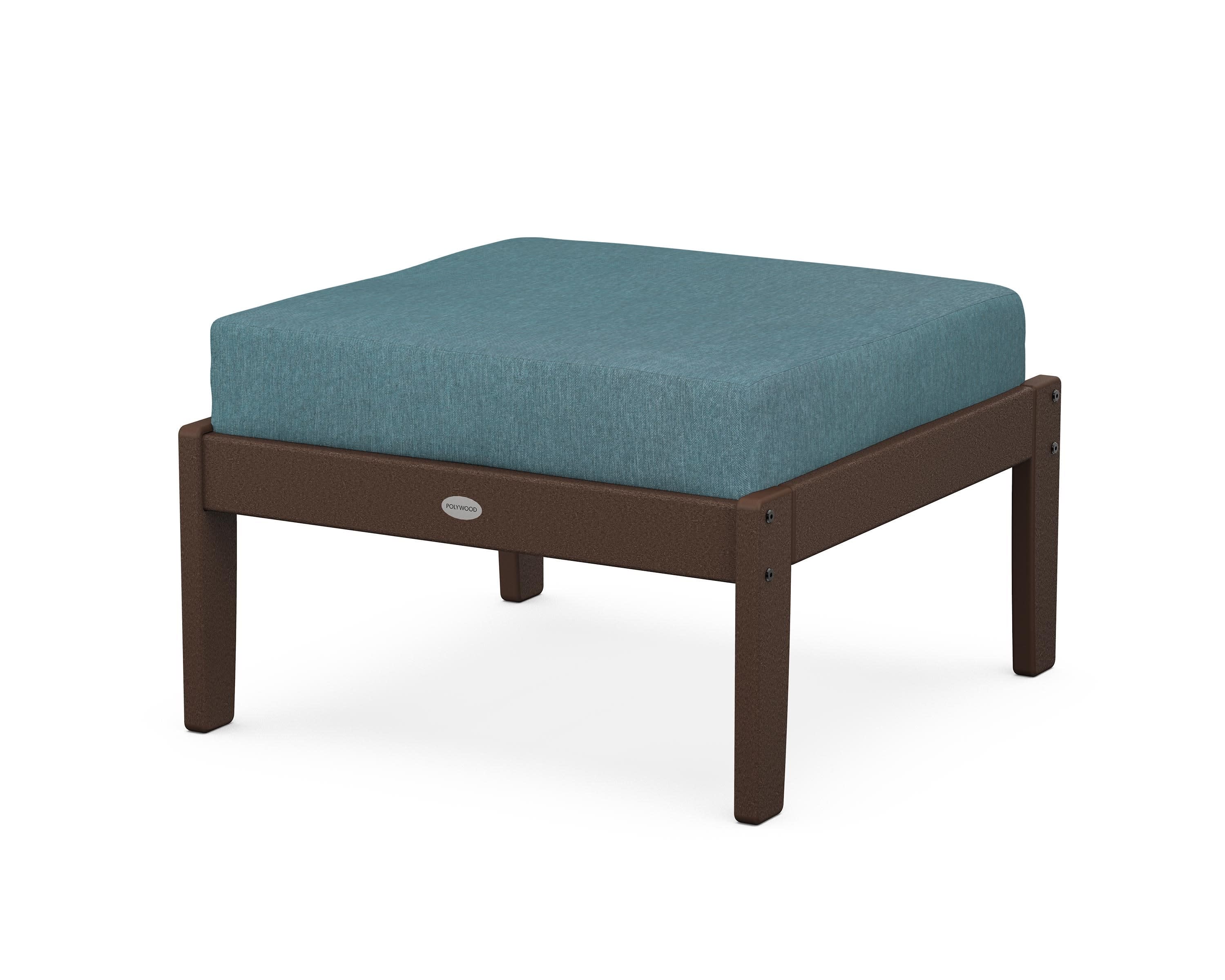 Braxton Deep Seating Ottoman in Mahogany / Ocean Teal