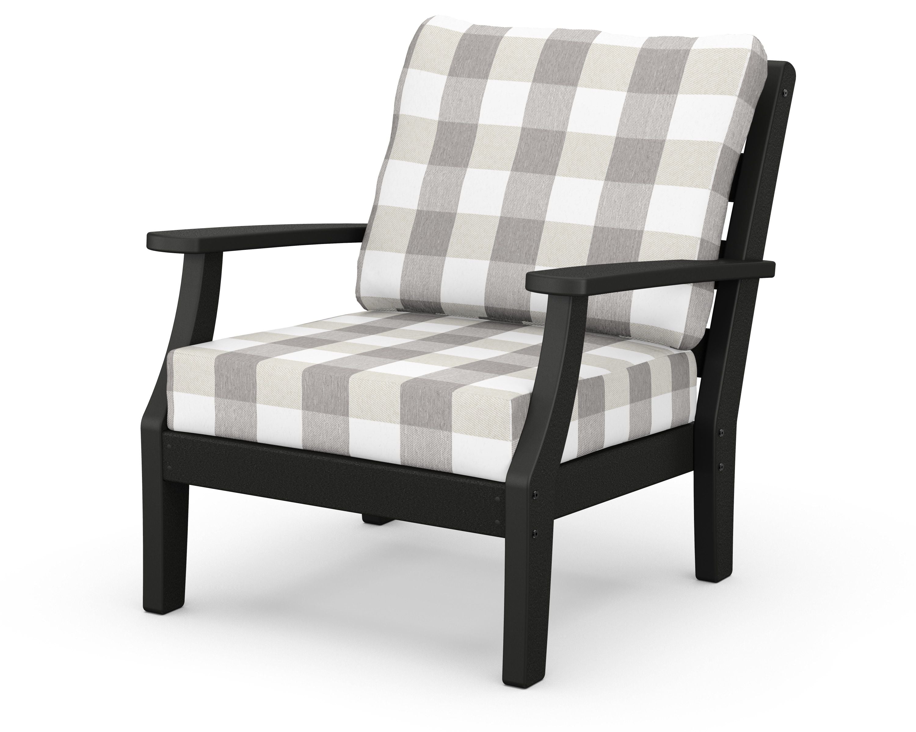 Chesapeake Deep Seating Chair in Black / Buffalo Plaid Grey Mist