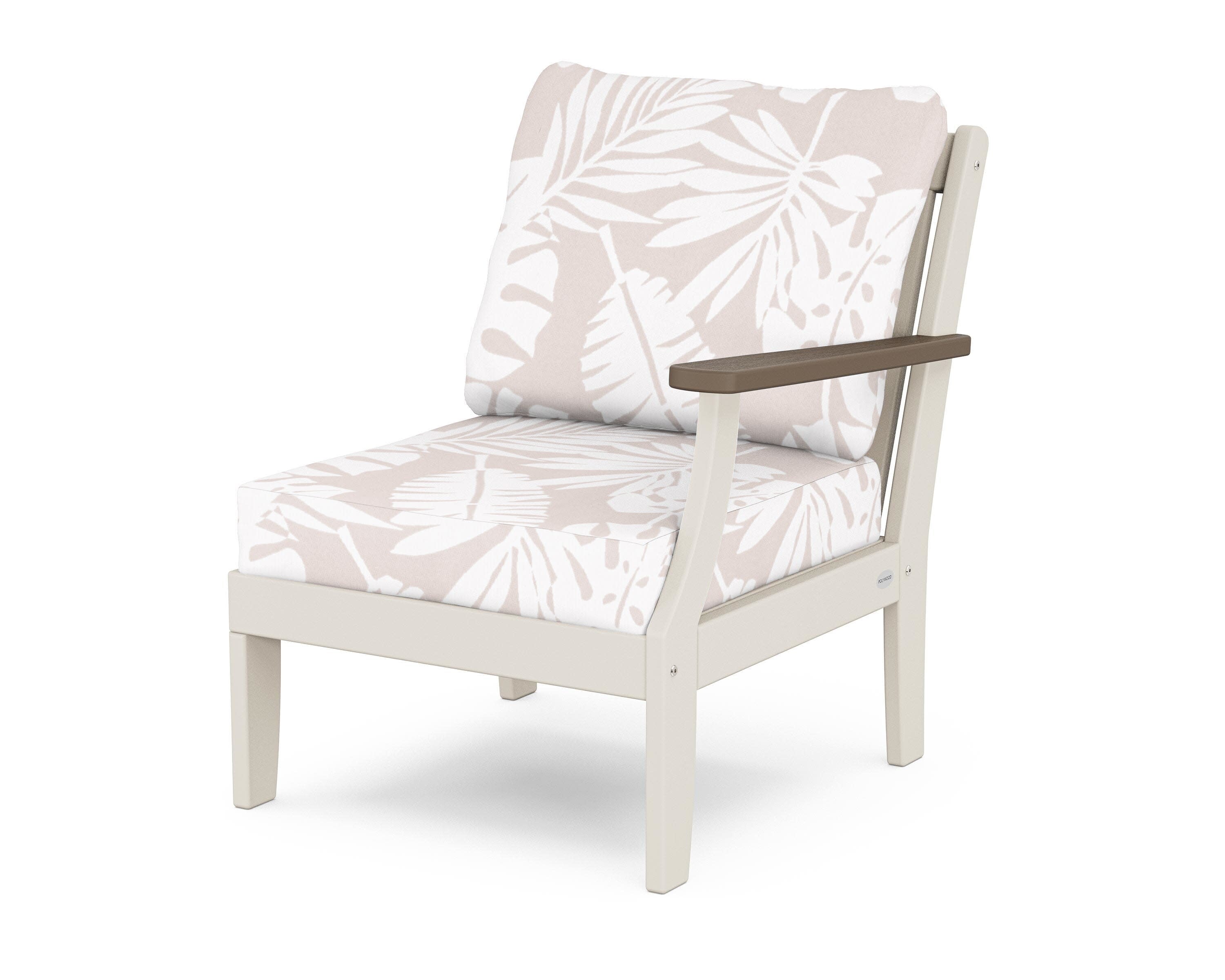Braxton Modular Right Arm Chair in Sand / Kona / Leaf Dune Burlap