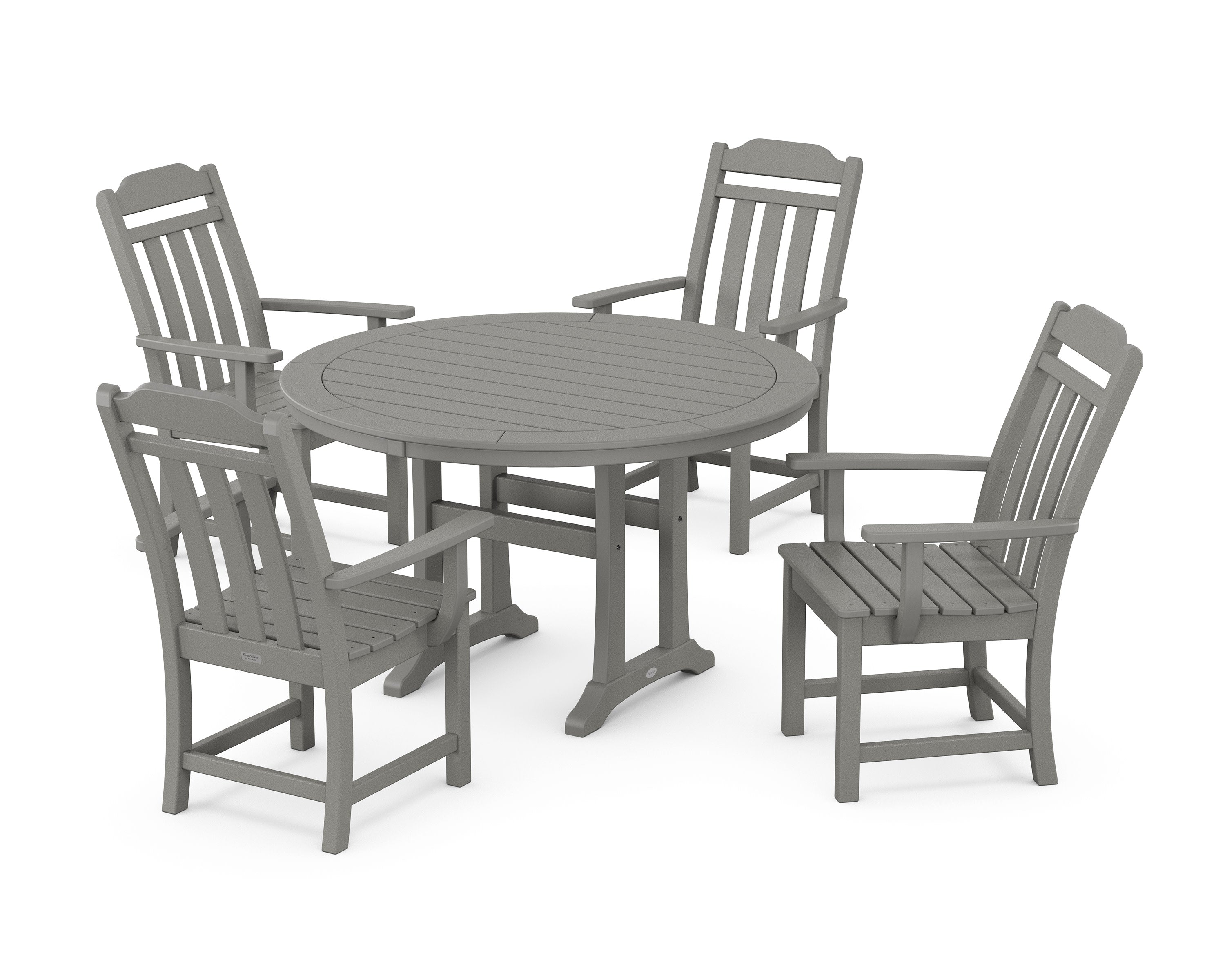 Cottage 5-Piece Round Dining Set with Trestle Legs in Slate Grey