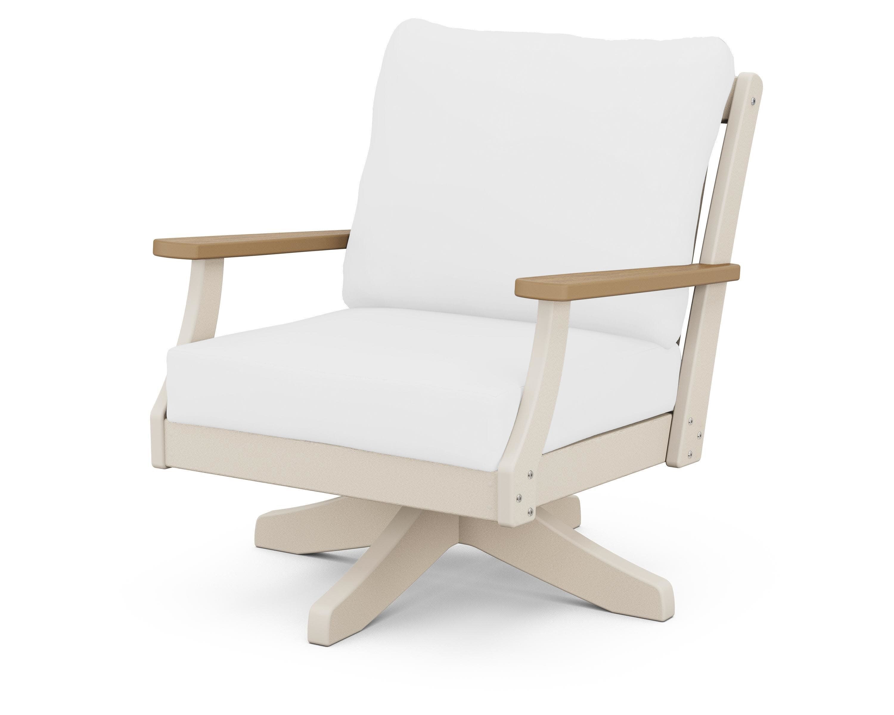 Braxton Deep Seating Swivel Chair in Sand / Natural / Natural