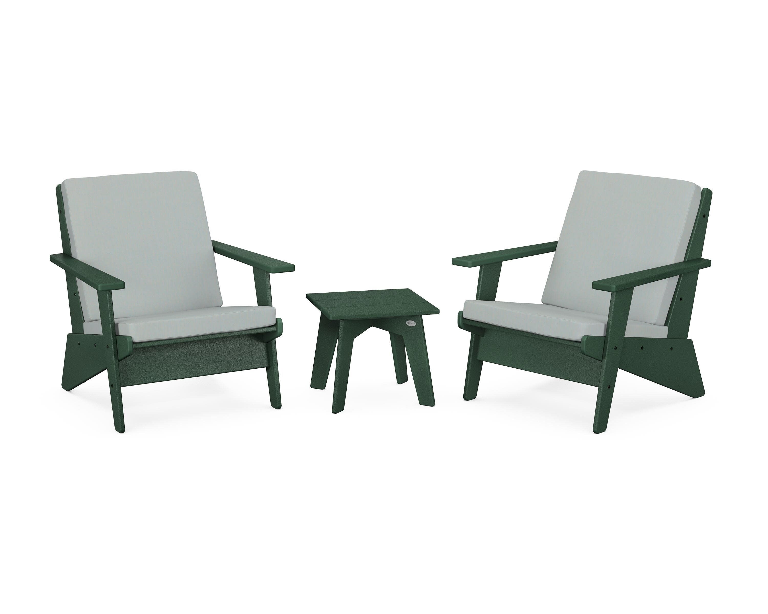 Riviera Modern Lounge 3-Piece Set in Green / Spa