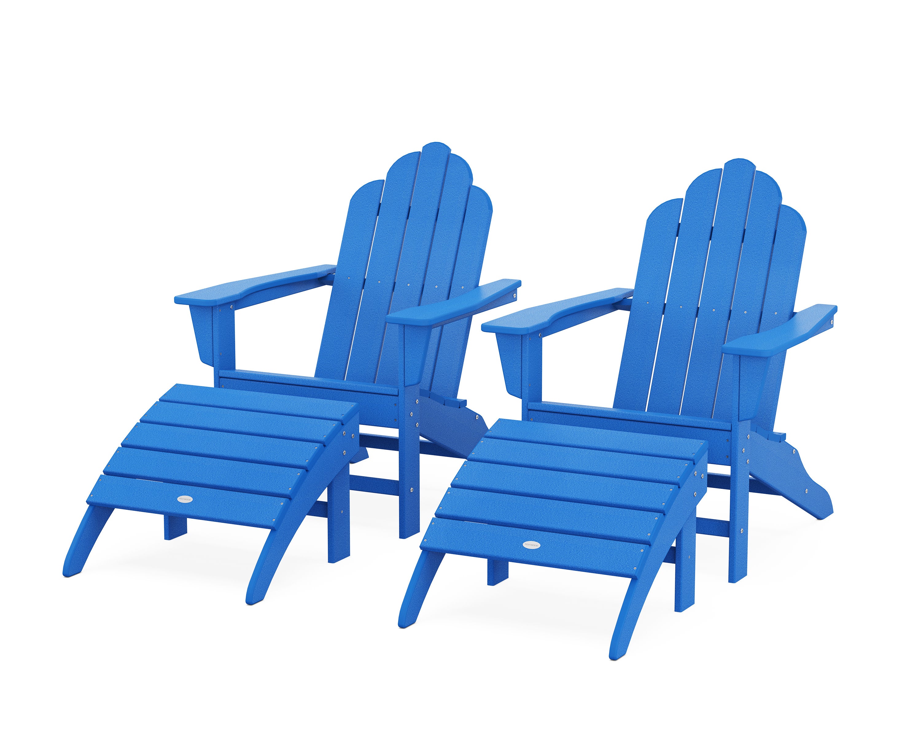 Long Island Adirondack Chair 4-Piece Set with Ottomans in Pacific Blue