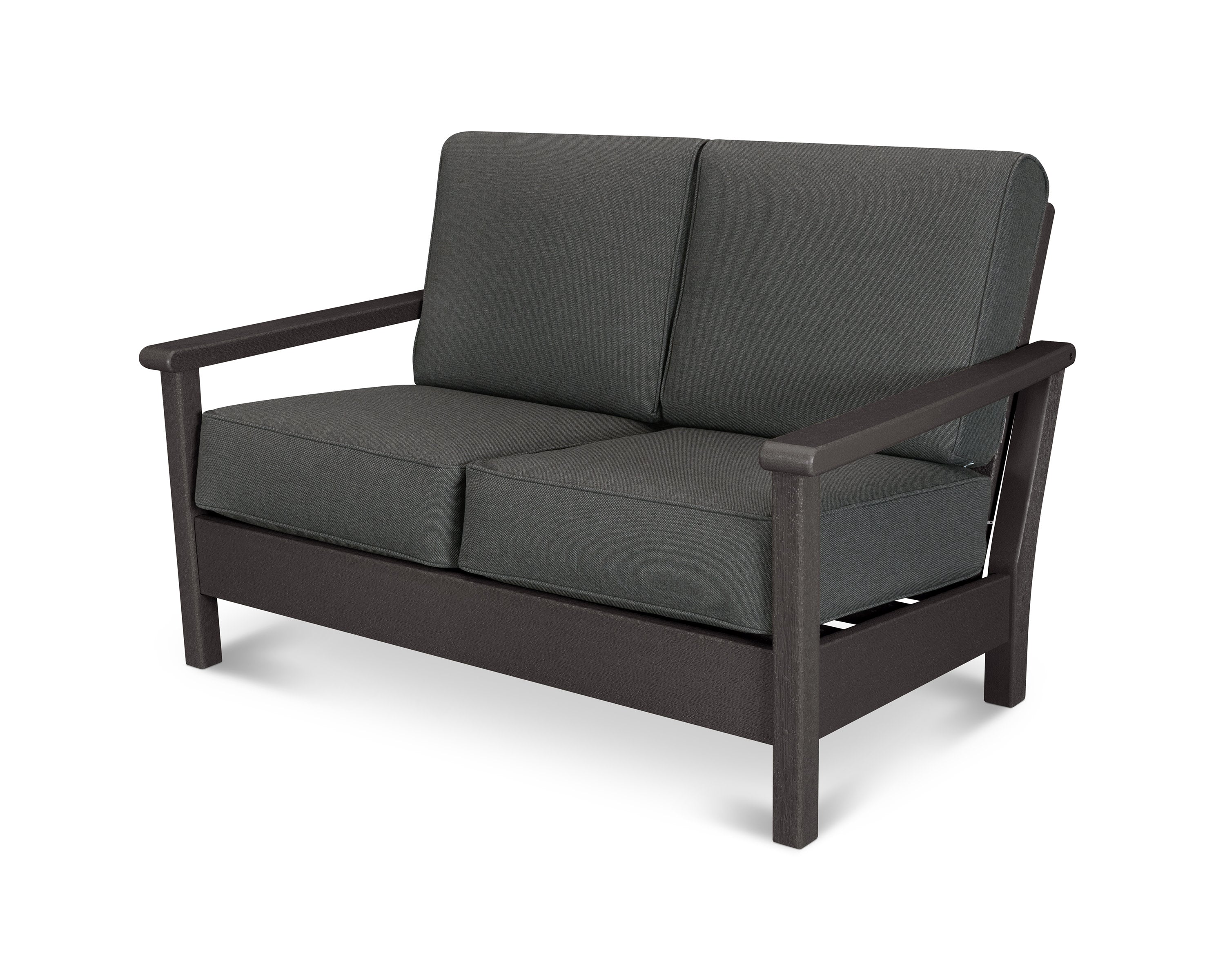 Harbour Deep Seating Loveseat in Vintage Coffee / Blend Coal