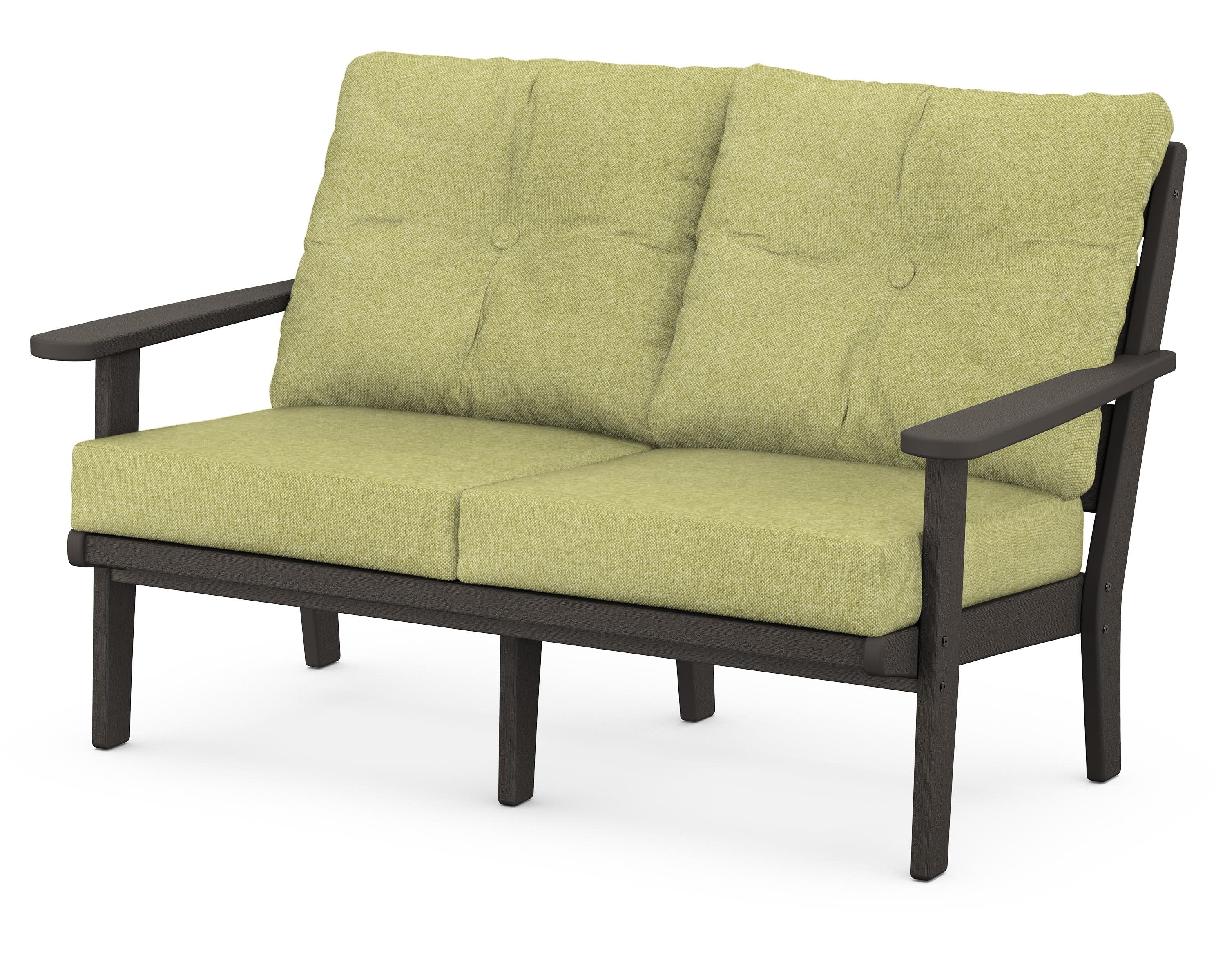 Lakeside Deep Seating Loveseat in Vintage Coffee / Chartreuse Boucle
