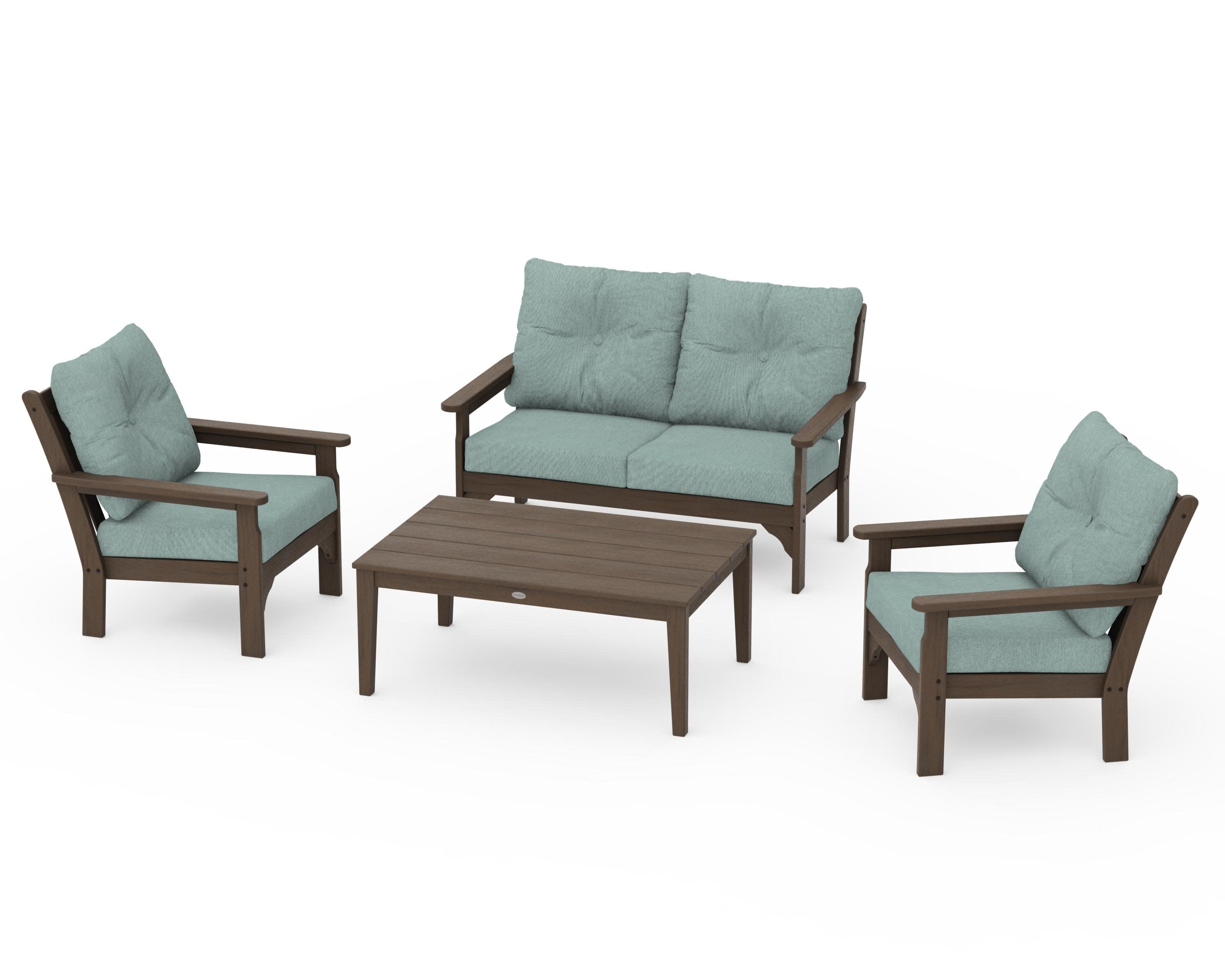 Vineyard 4-Piece Deep Seating Set in Kona / Glacier Spa
