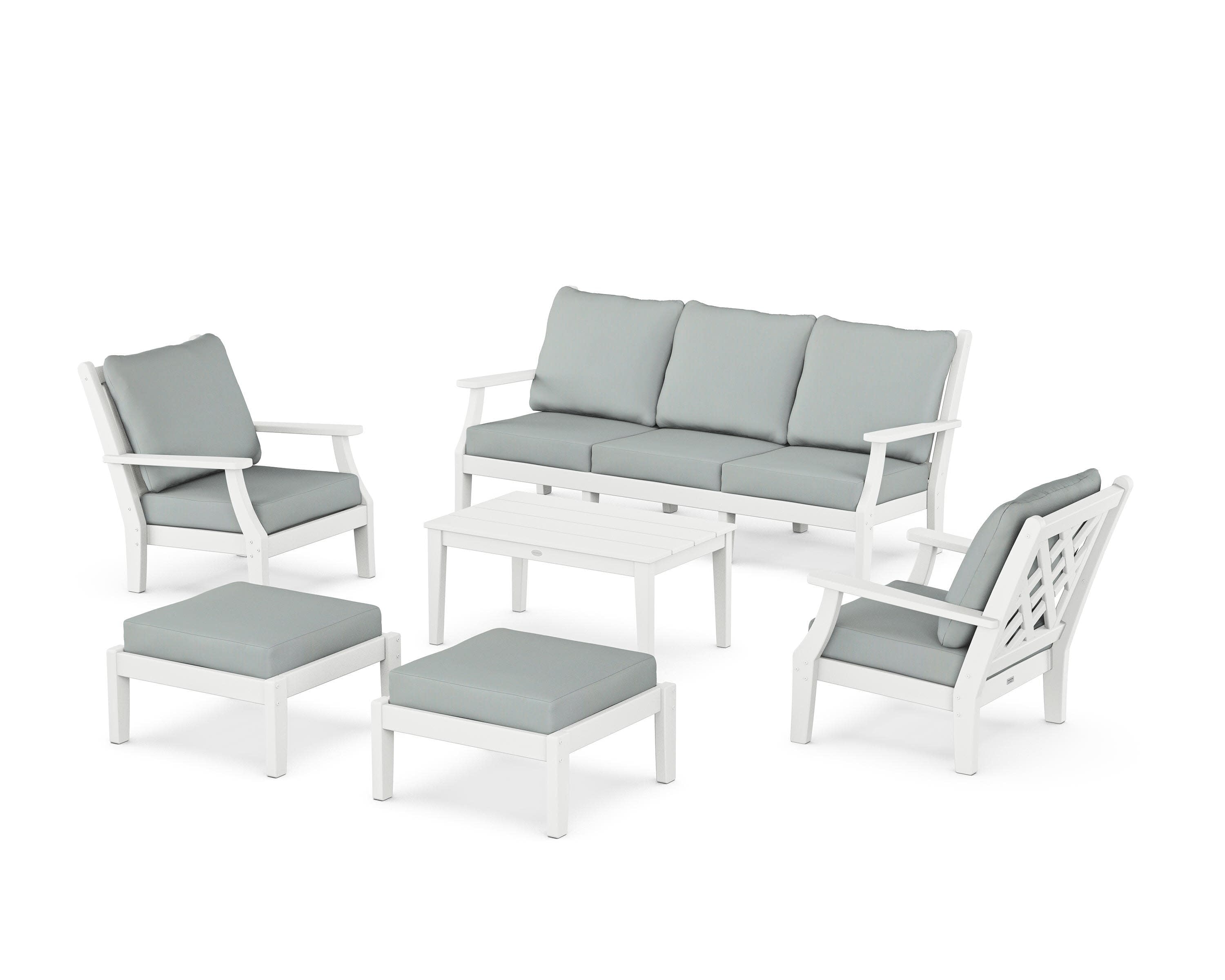 Wovendale 6-Piece Lounge Sofa Set in White / Spa