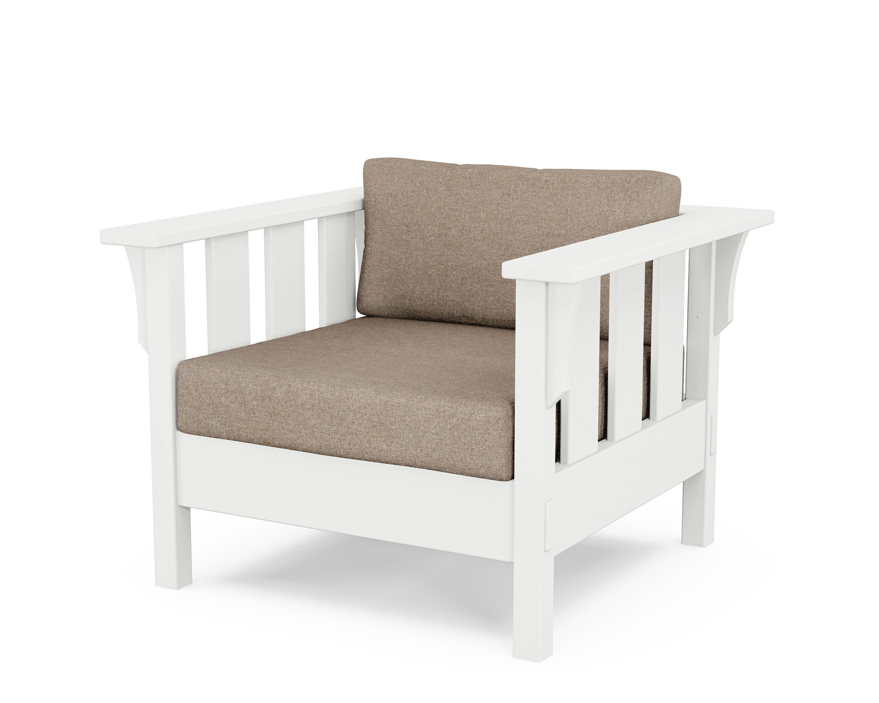 Acadia Deep Seating Chair in White / Spiced Burlap