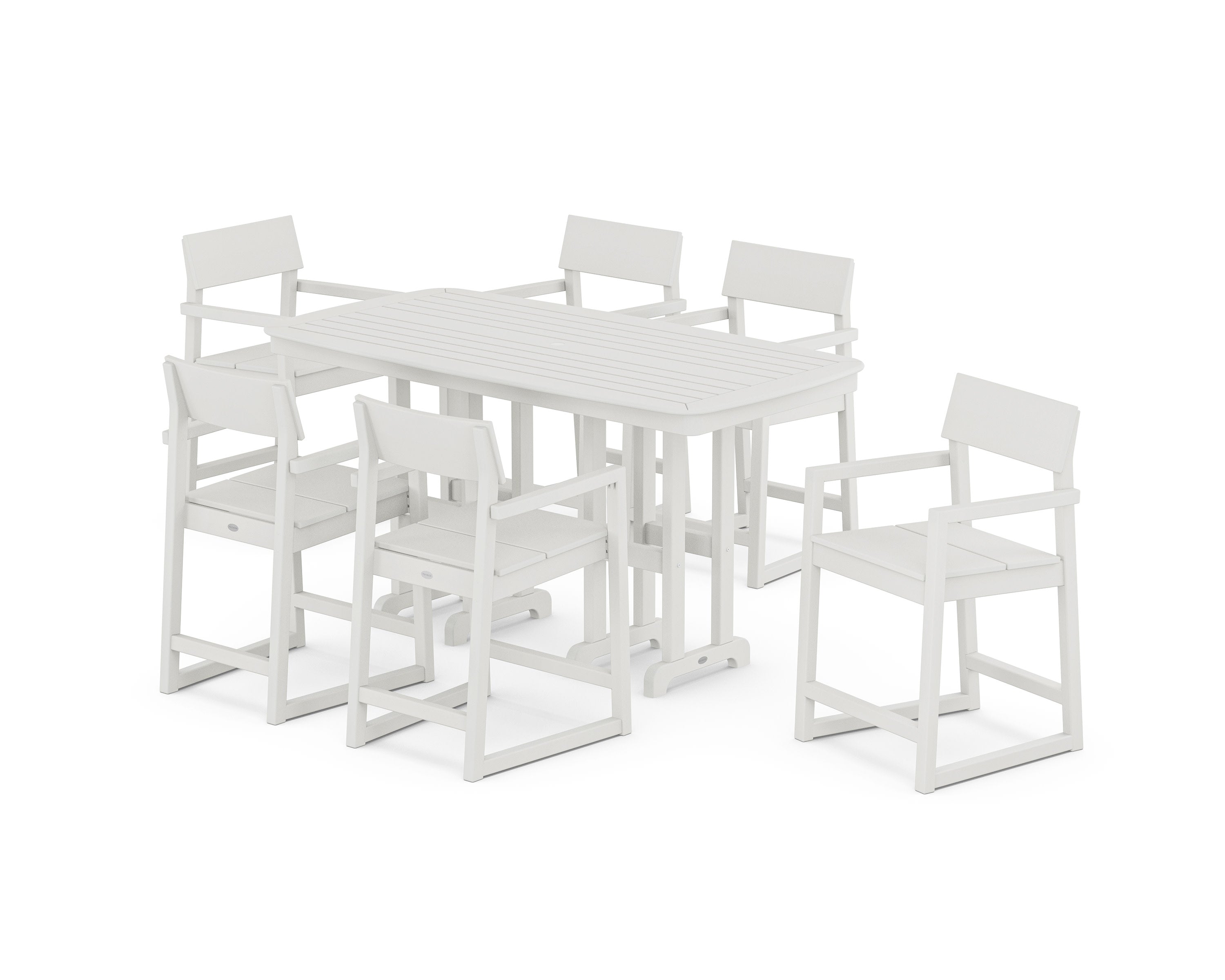 EDGE Arm Chair 7-Piece Counter Set in Vintage White