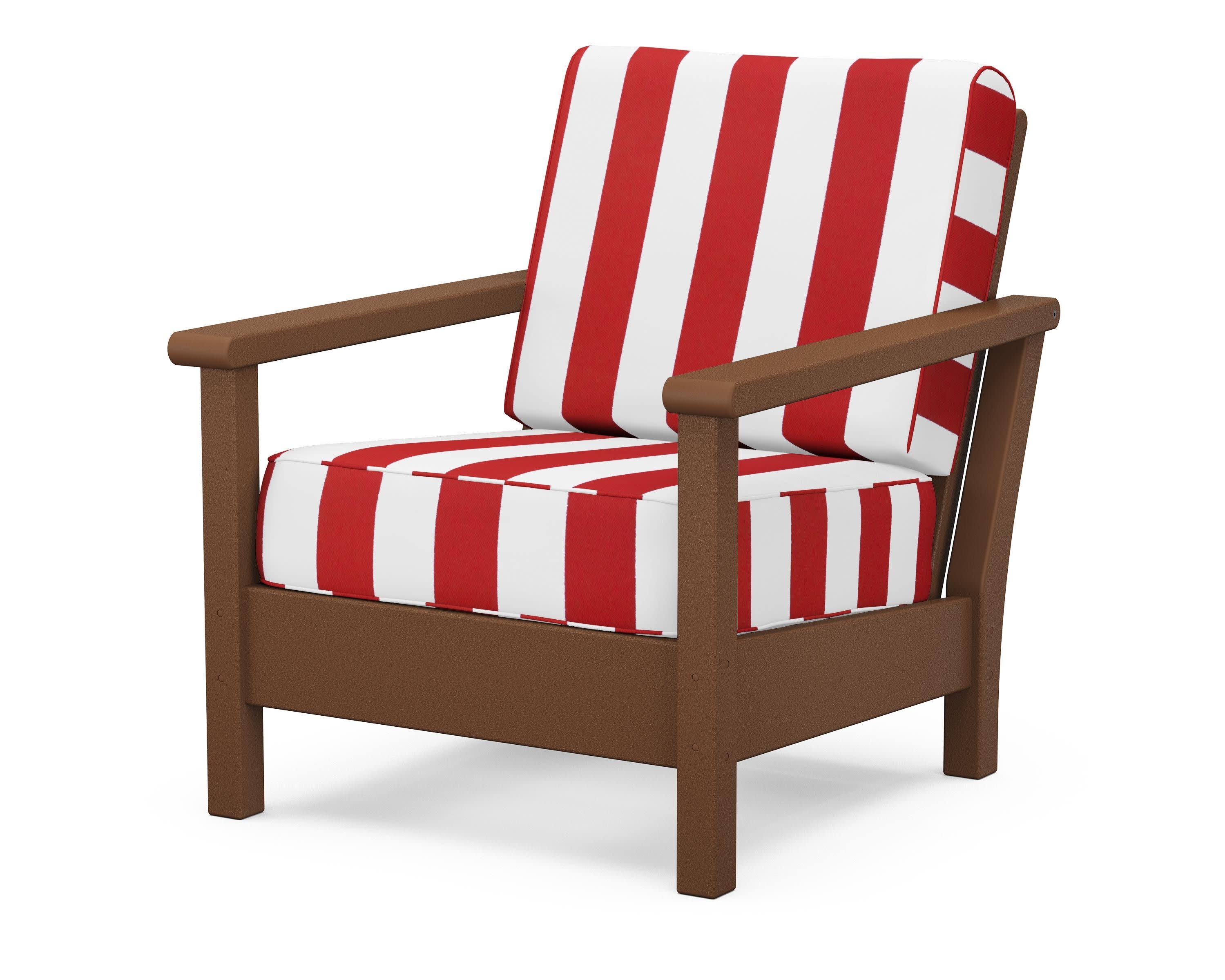 Harbour Deep Seating Chair in Teak / Cabana Stripe Crimson