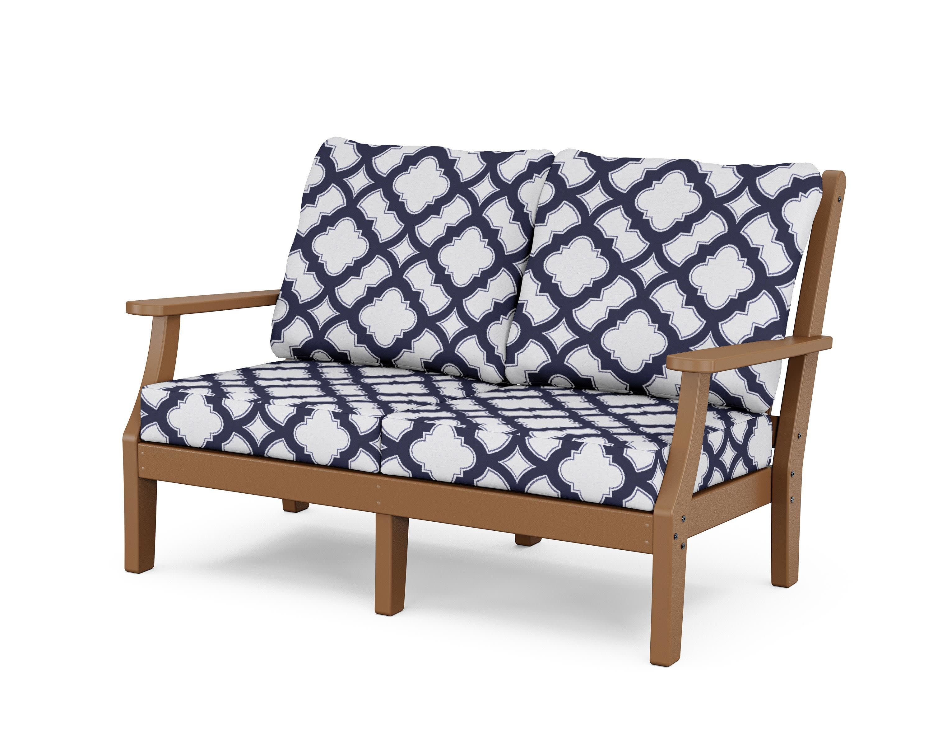 Wovendale Deep Seating Loveseat in Teak / Trellis Navy