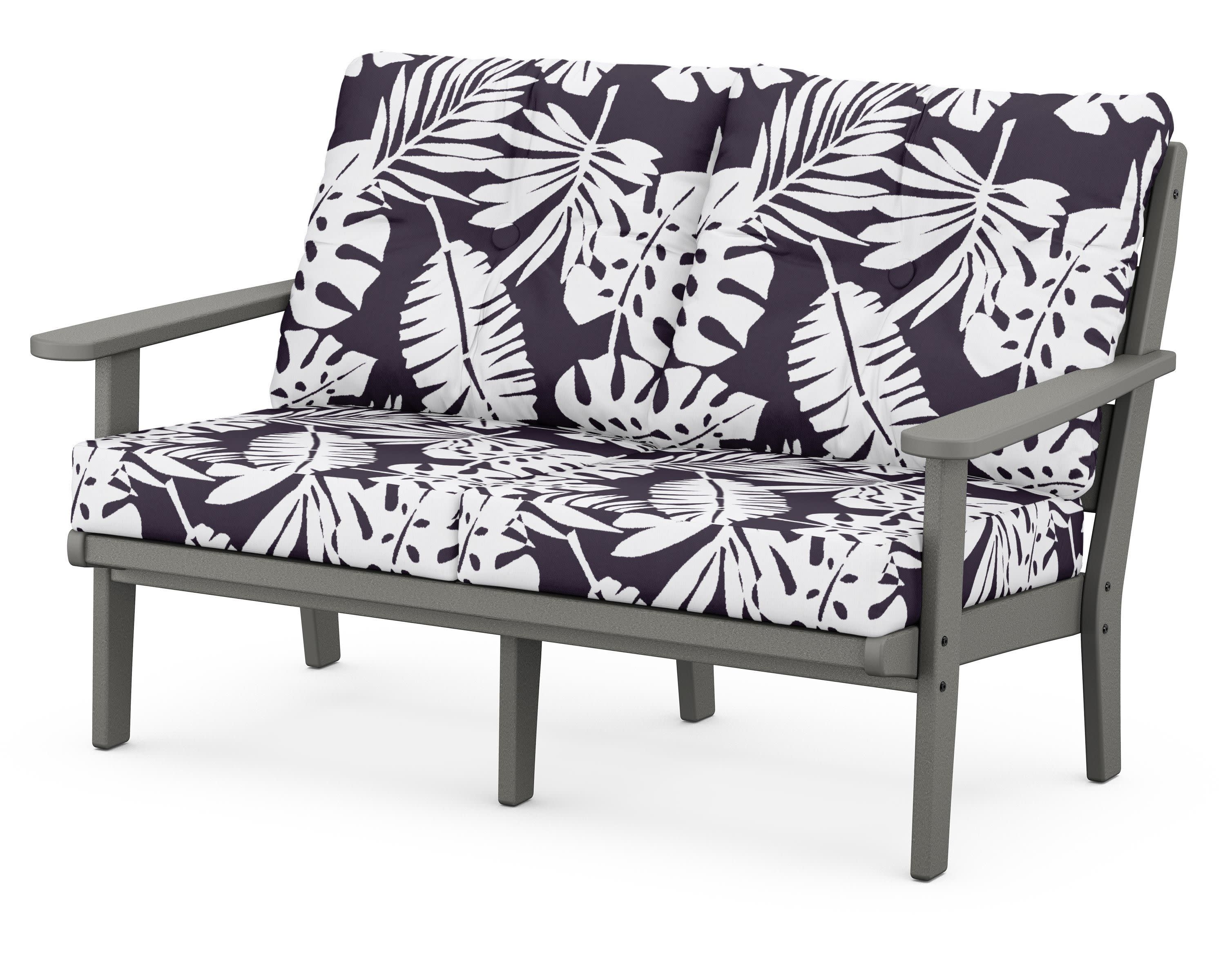Lakeside Deep Seating Loveseat in Slate Grey / Leaf Navy