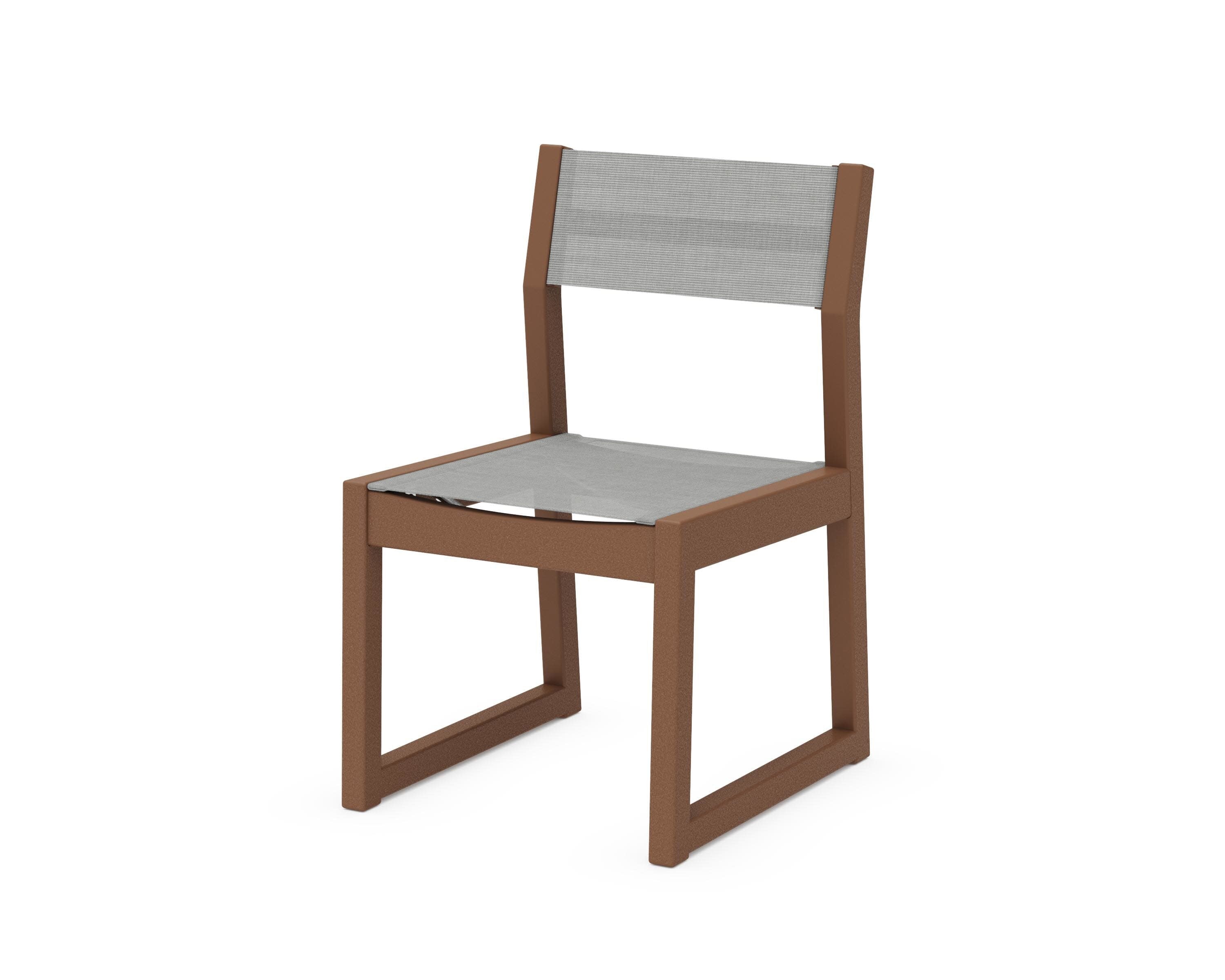EDGE Sling Dining Side Chair in Teak / Metallic Sling