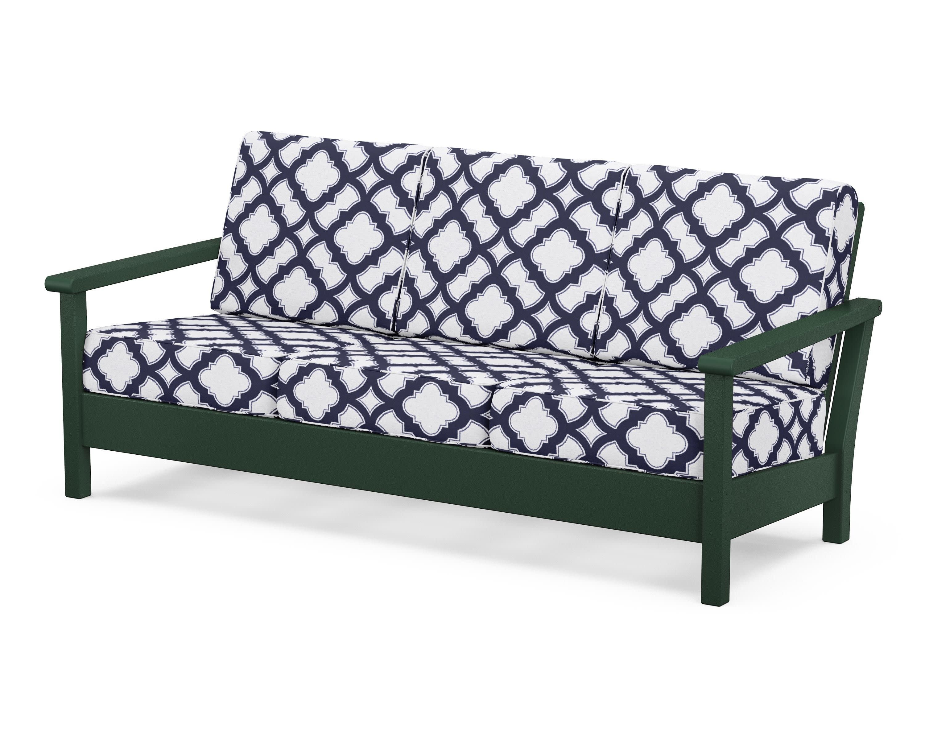 Harbour Deep Seating Sofa in Green / Trellis Navy