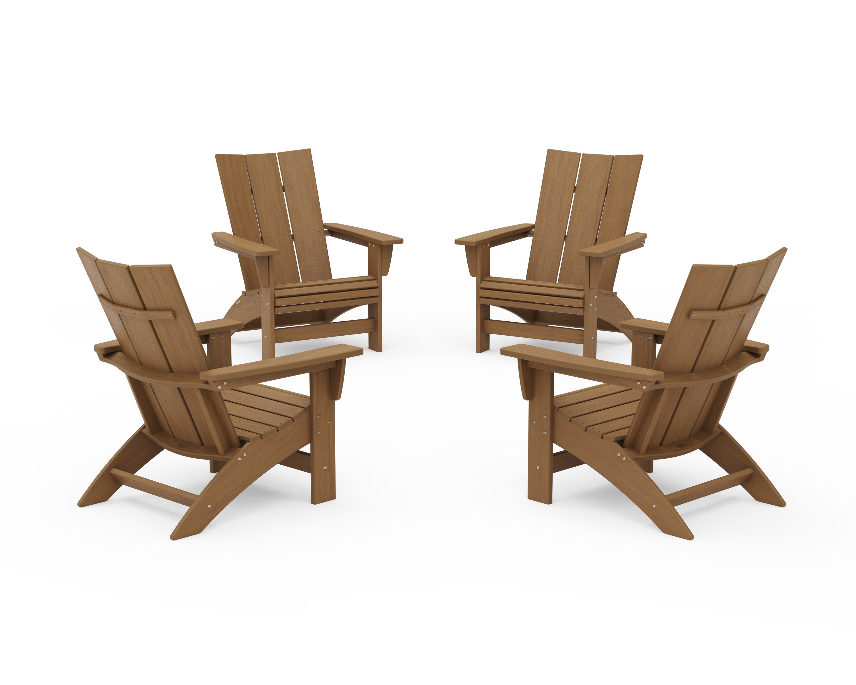 4-Piece Modern Grand Adirondack Chair Conversation Set in Natural