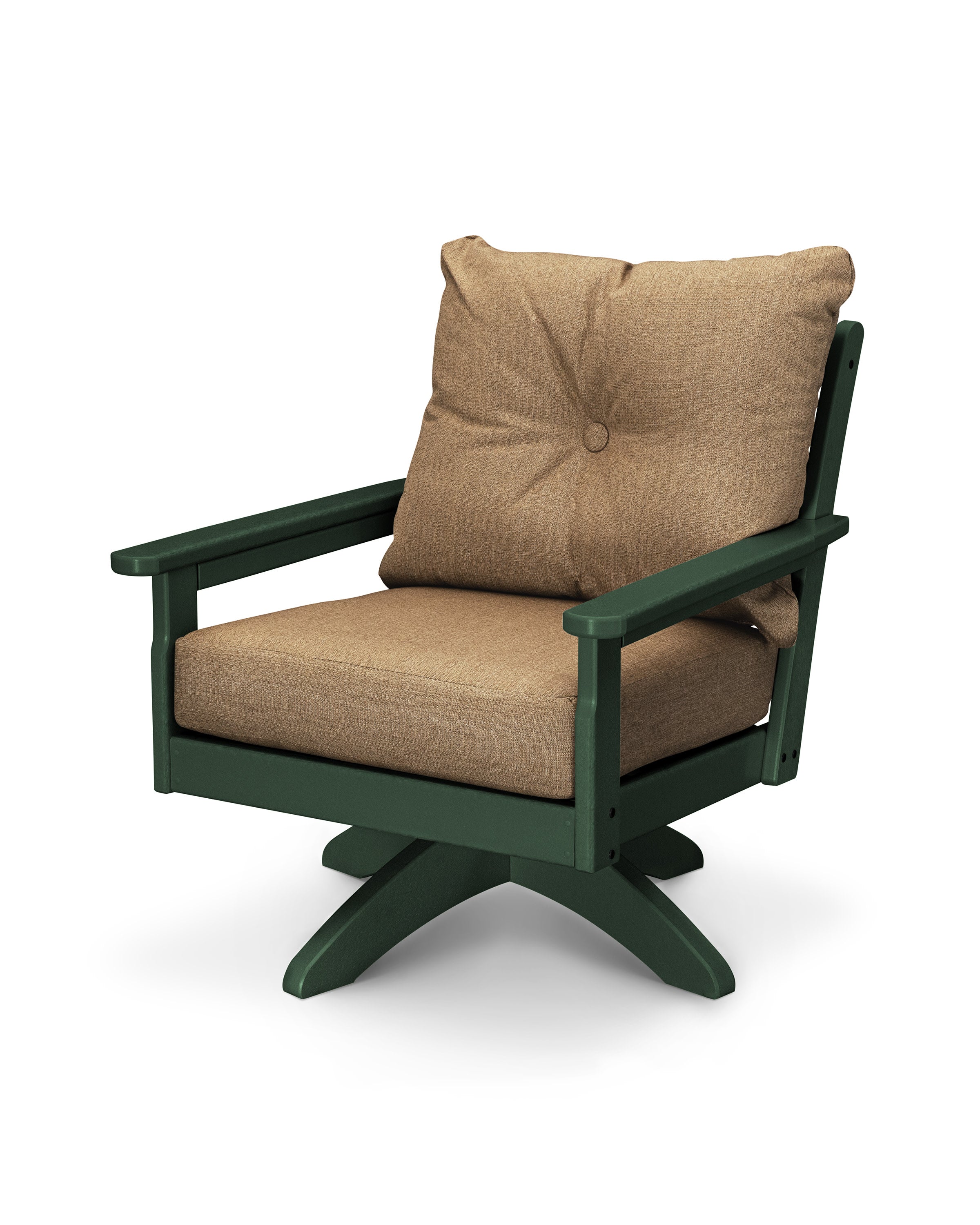Vineyard Deep Seating Swivel Chair in Green / Sesame