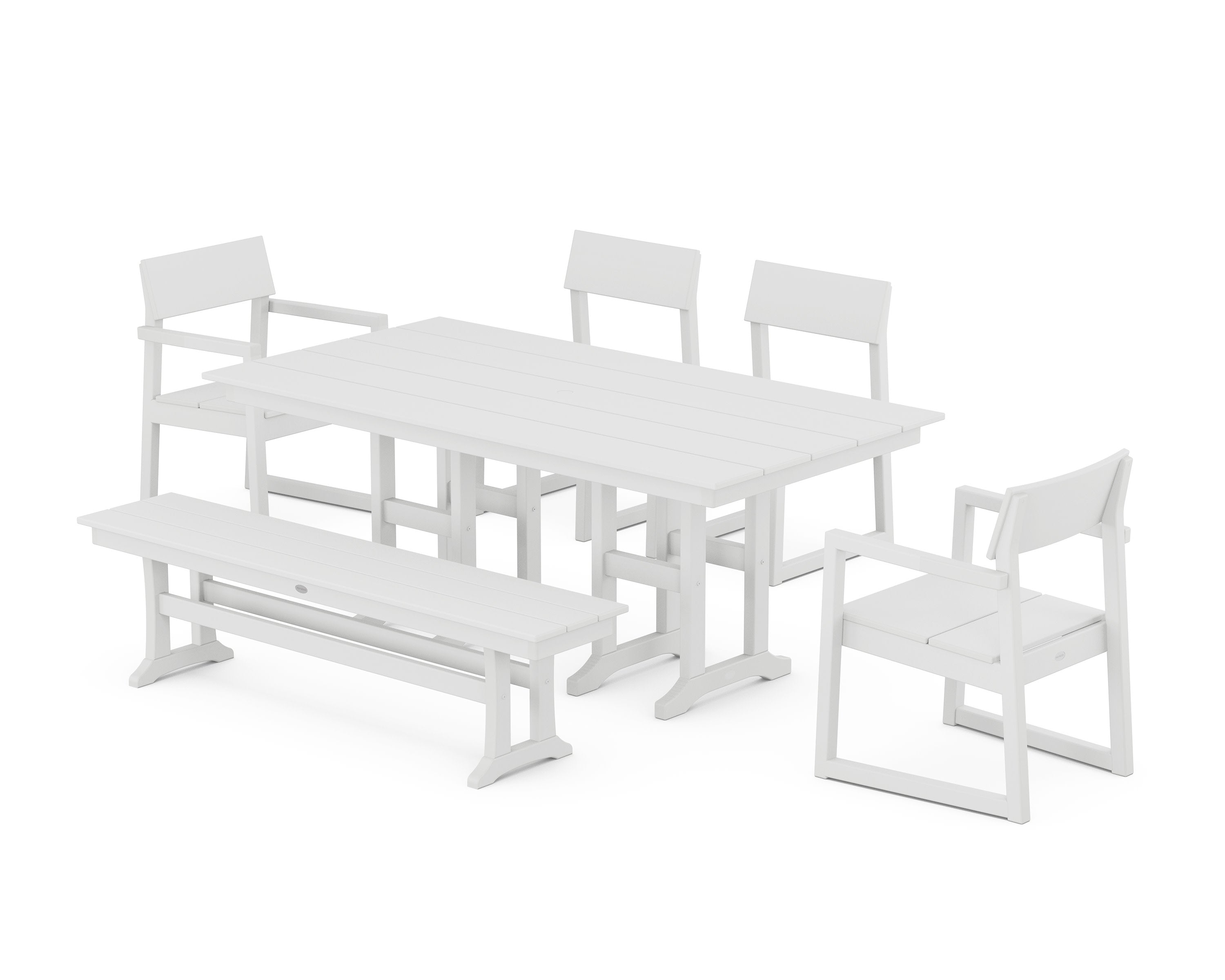 EDGE 6-Piece Farmhouse Dining Set in White