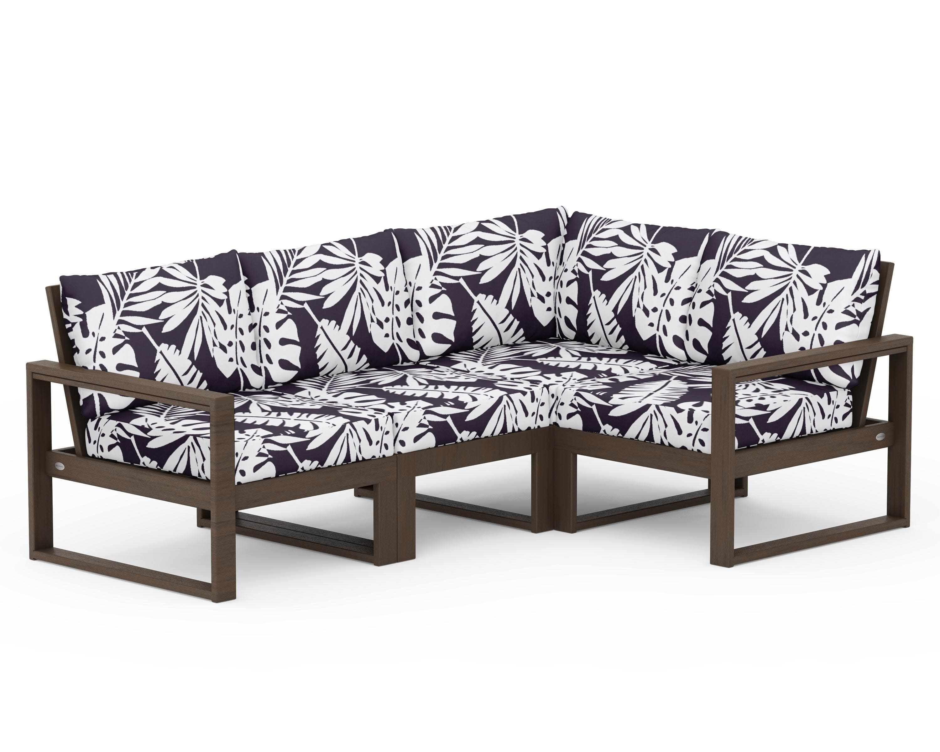 EDGE 4-Piece Modular Deep Seating Set in Kona / Leaf Navy