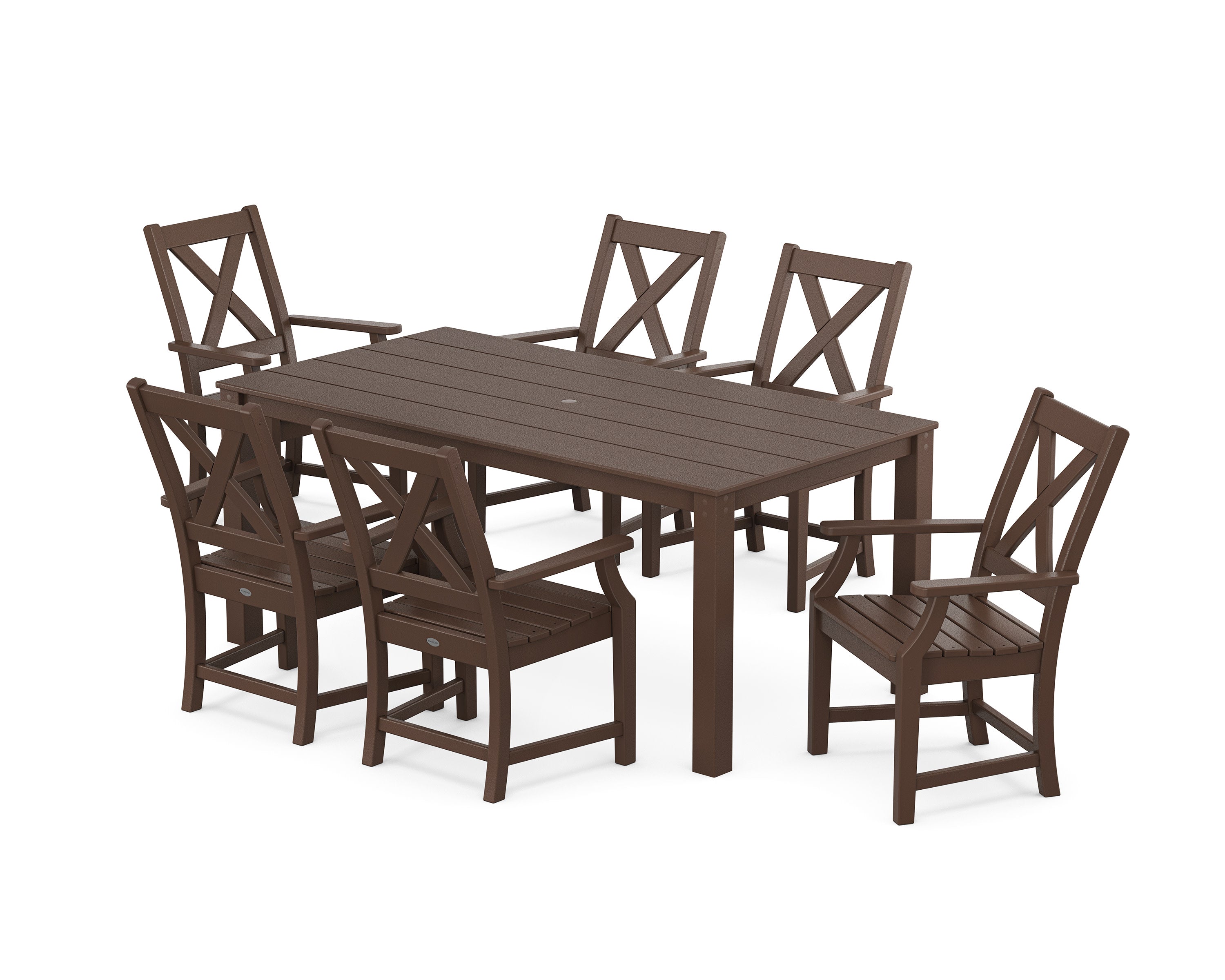 Braxton Arm Chair 7-Piece Parsons Dining Set in Mahogany