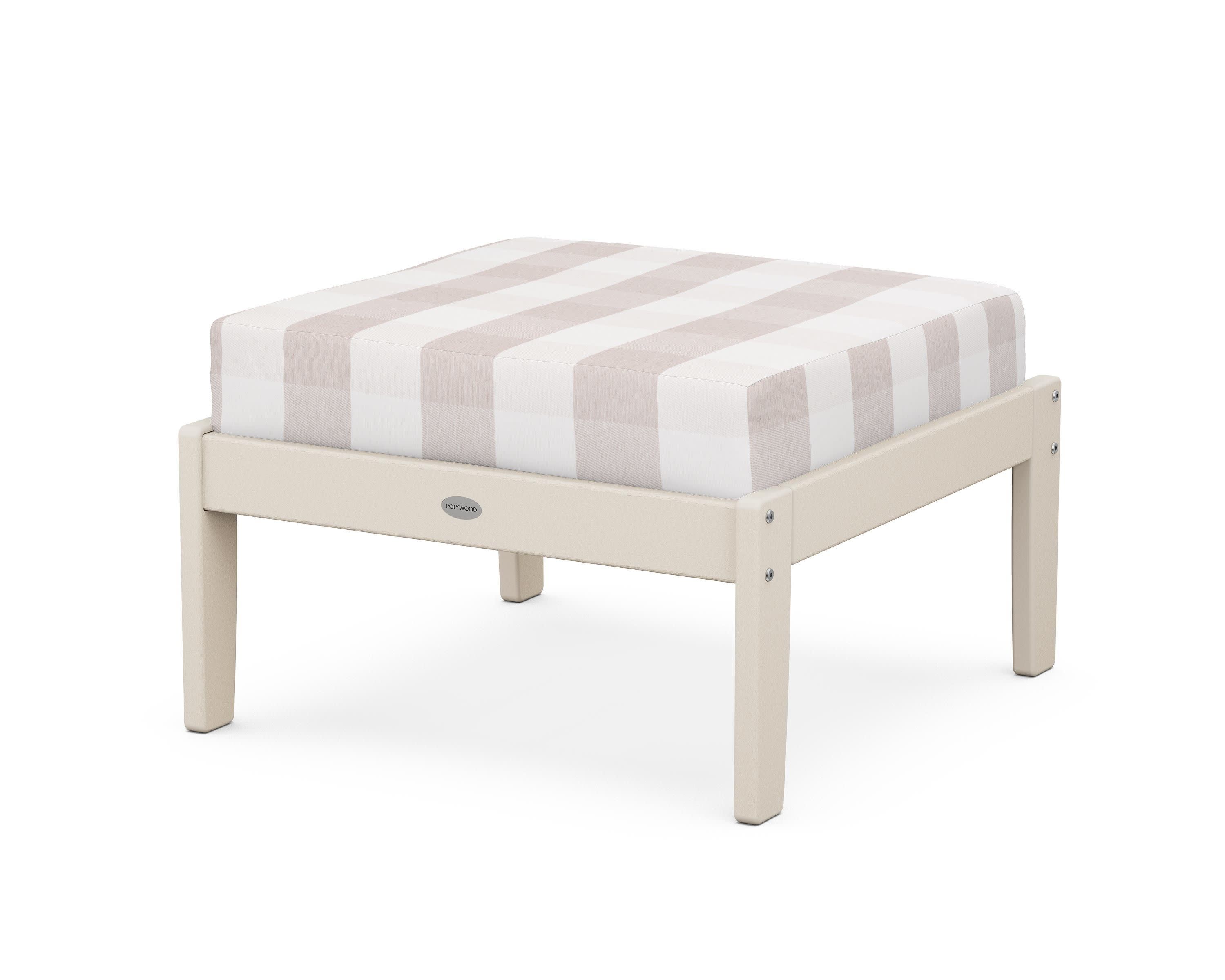 Braxton Deep Seating Ottoman in Sand / Buffalo Plaid Dune Burlap