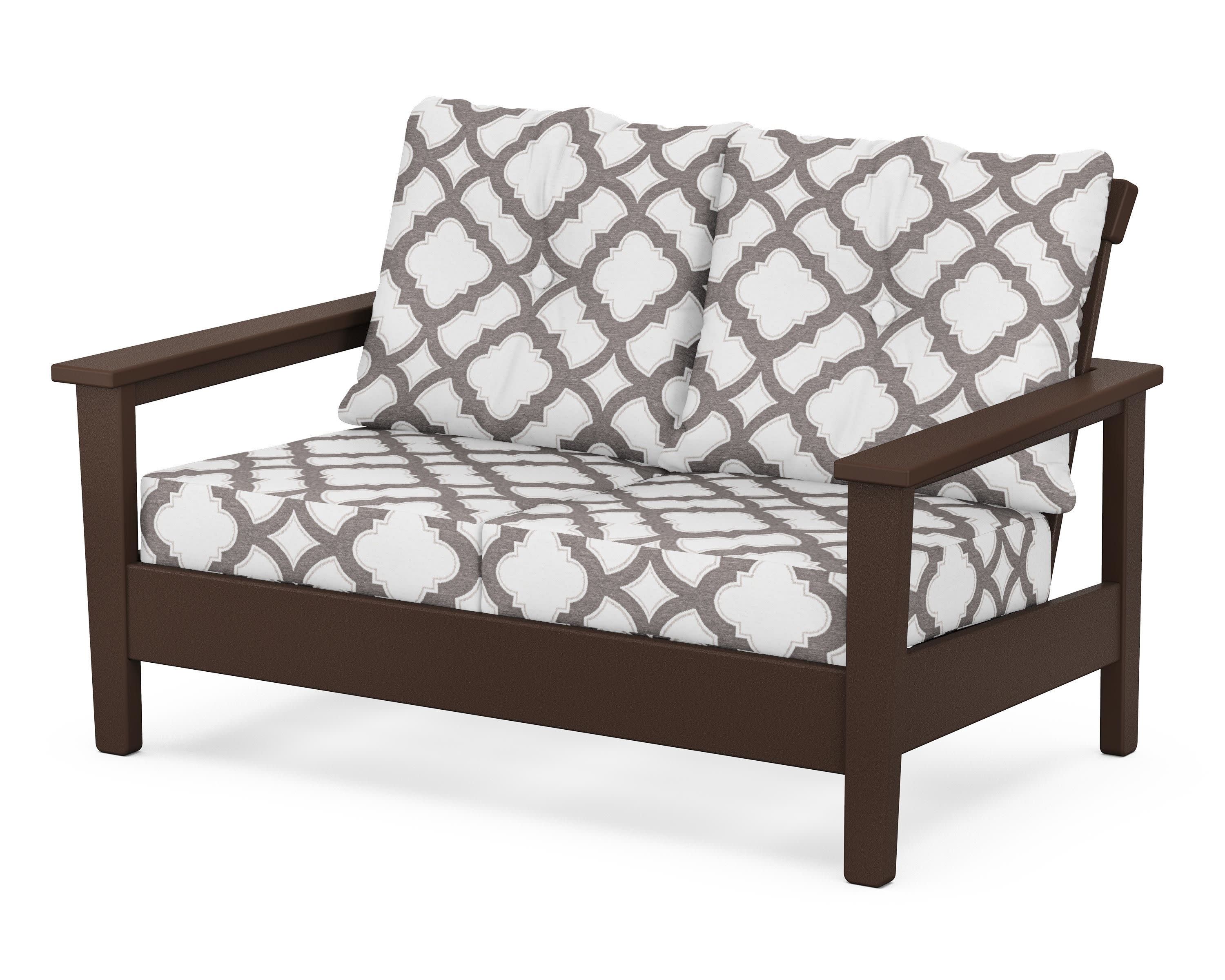 Prescott Deep Seating Loveseat in Mahogany / Trellis Grey Mist