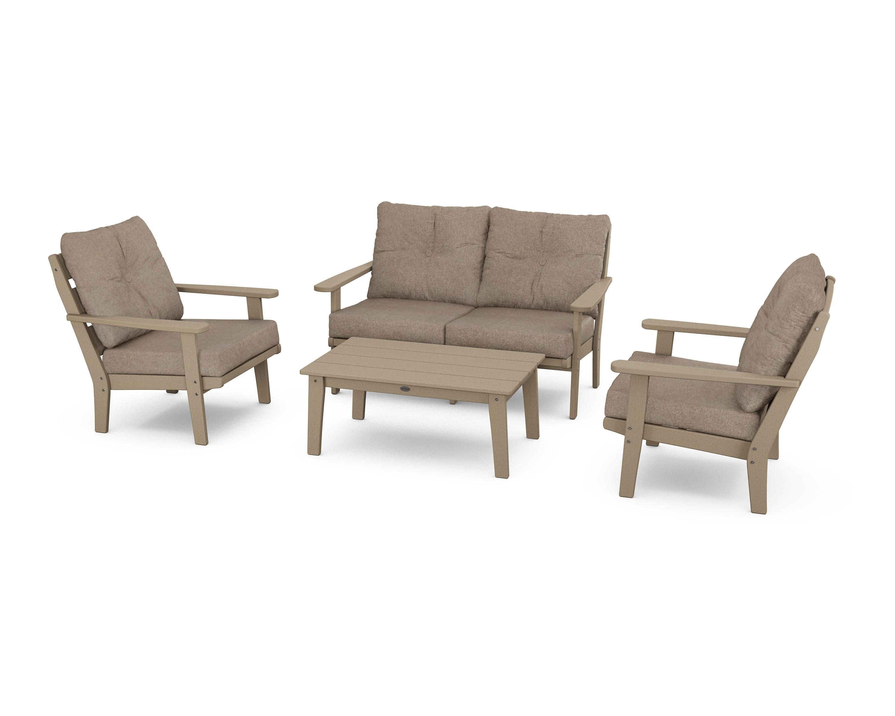 Lakeside 4-Piece Deep Seating Set in Vintage Sahara / Spiced Burlap