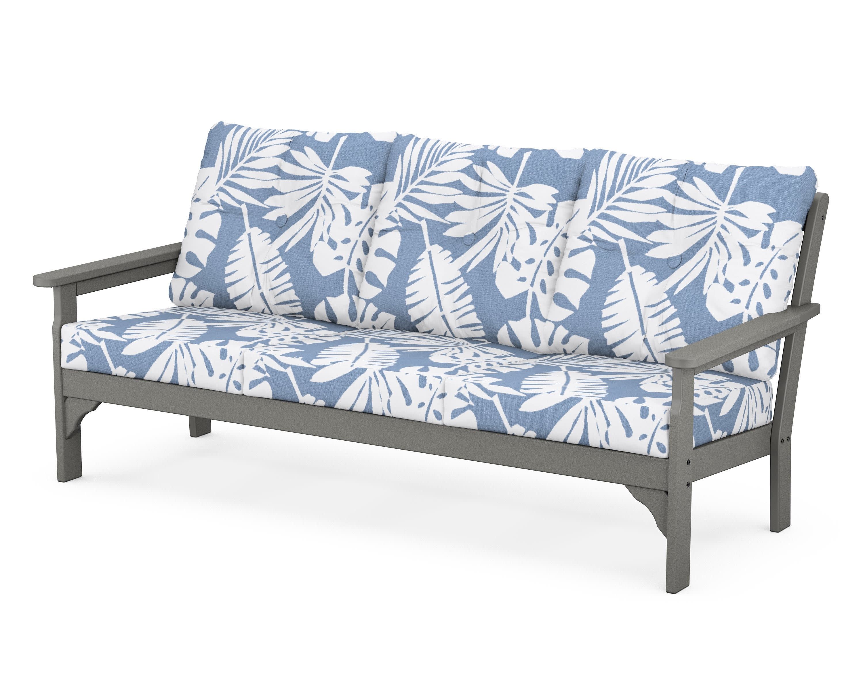Vineyard Deep Seating Sofa in Slate Grey / Leaf Sky Blue