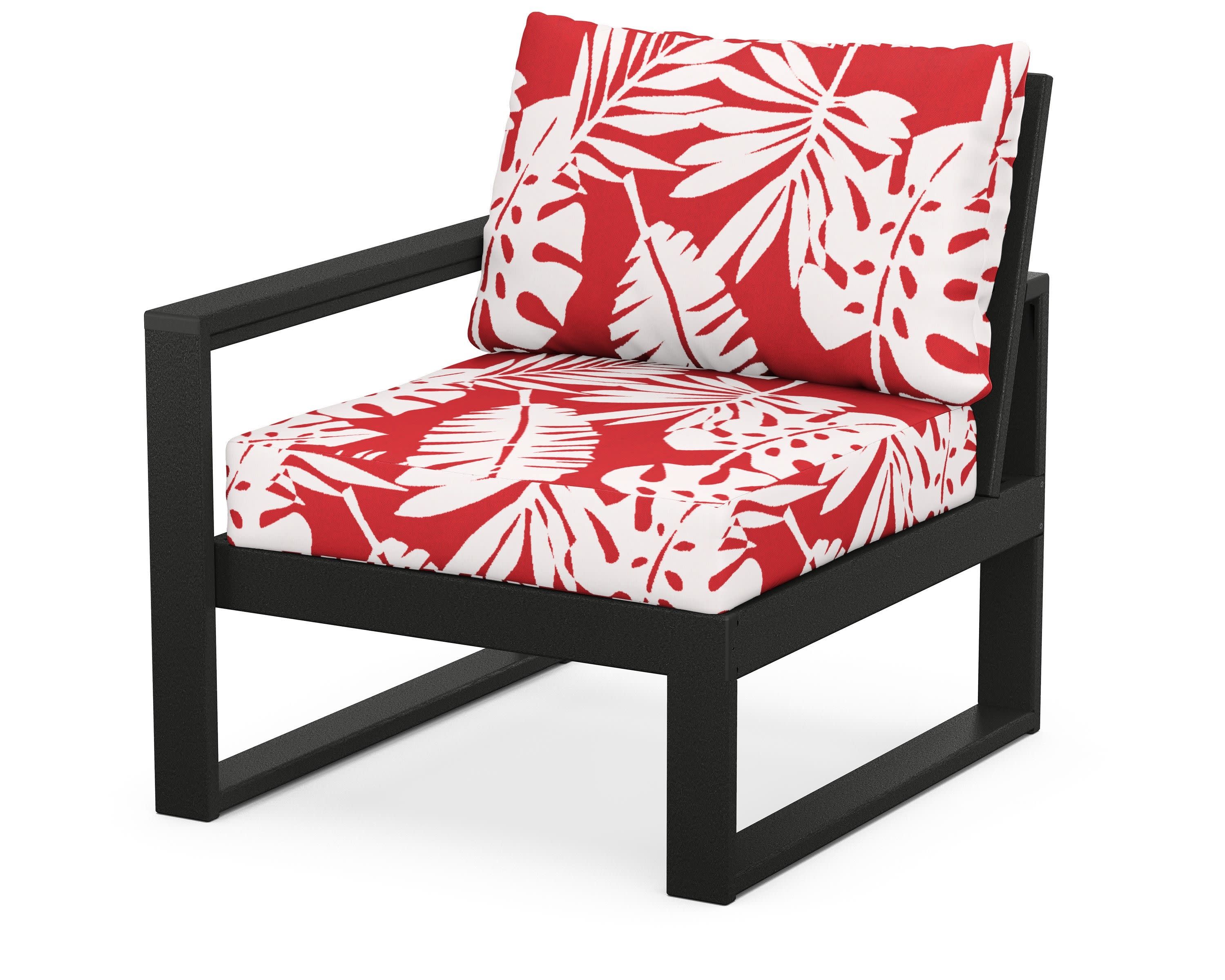 EDGE Modular Left Arm Chair in Black / Leaf Crimson