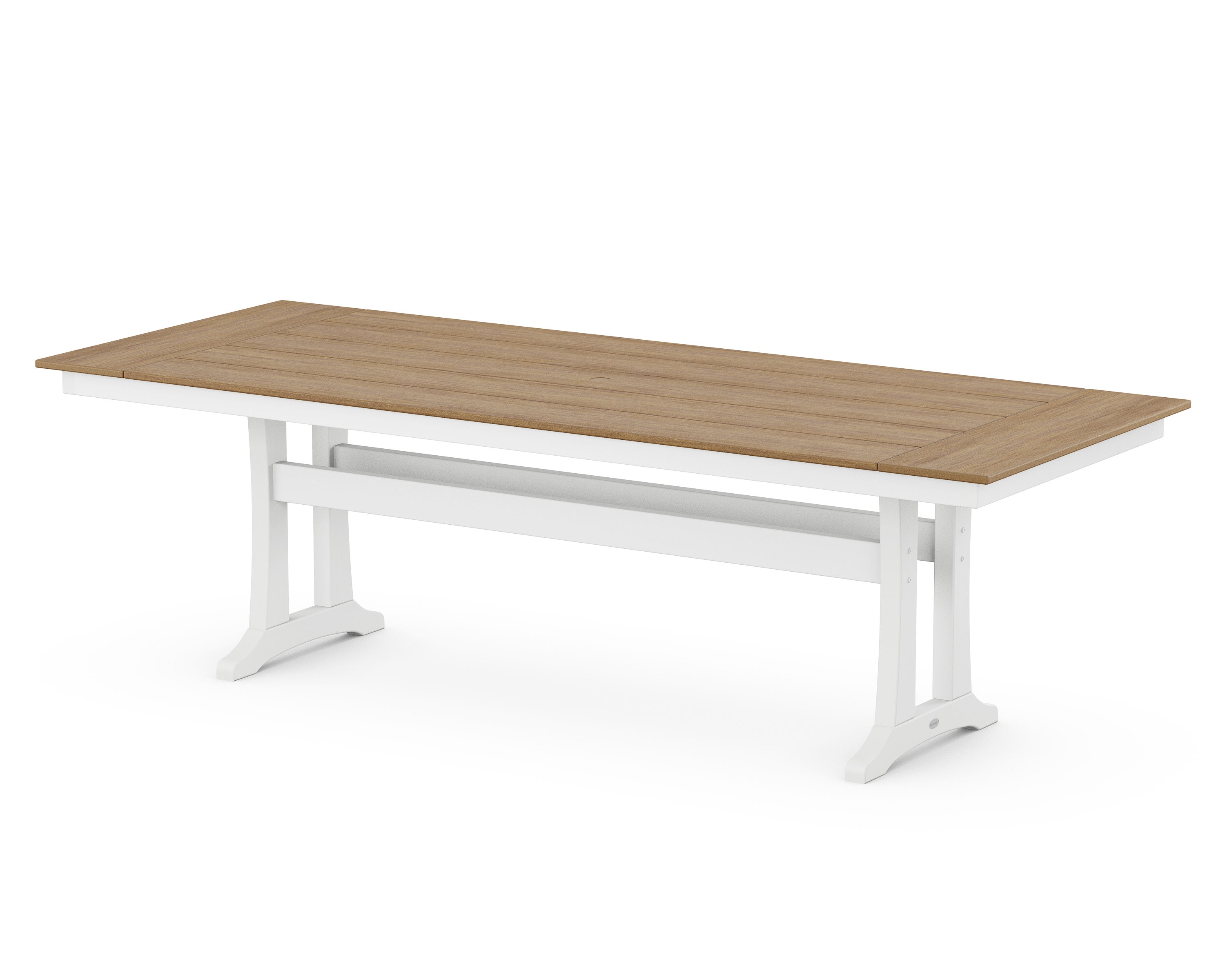 Farmhouse Trestle 38" x 96" Dining Table in White / Natural