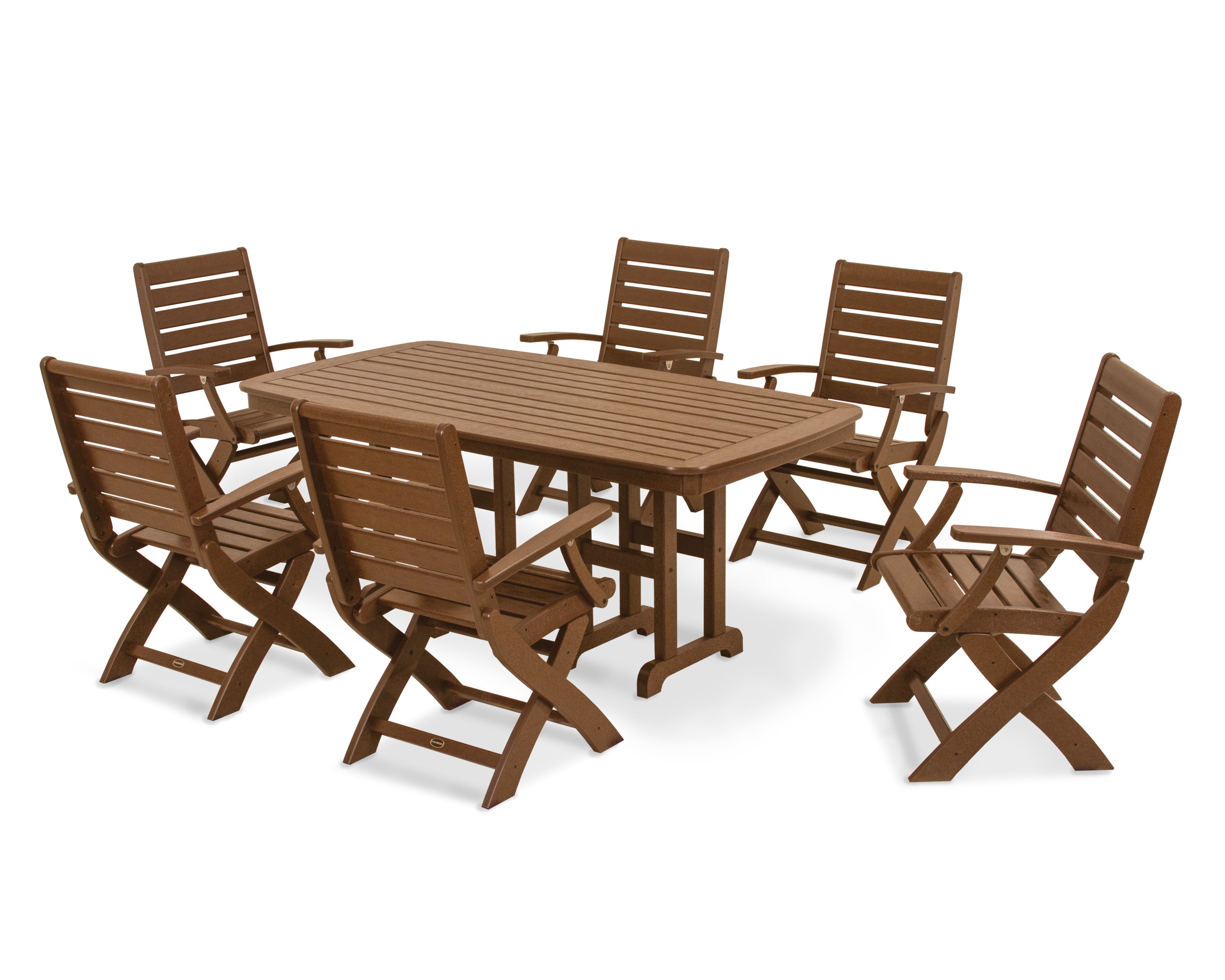 Signature Folding Chair 7-Piece Dining Set in Teak