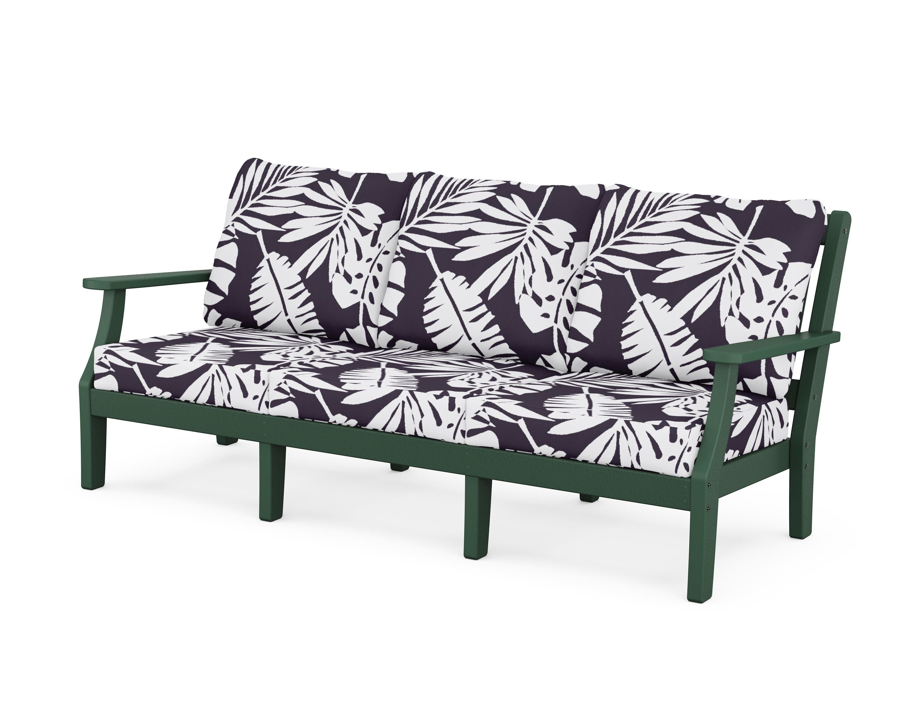 Chinoiserie Deep Seating Sofa in Green / Leaf Navy