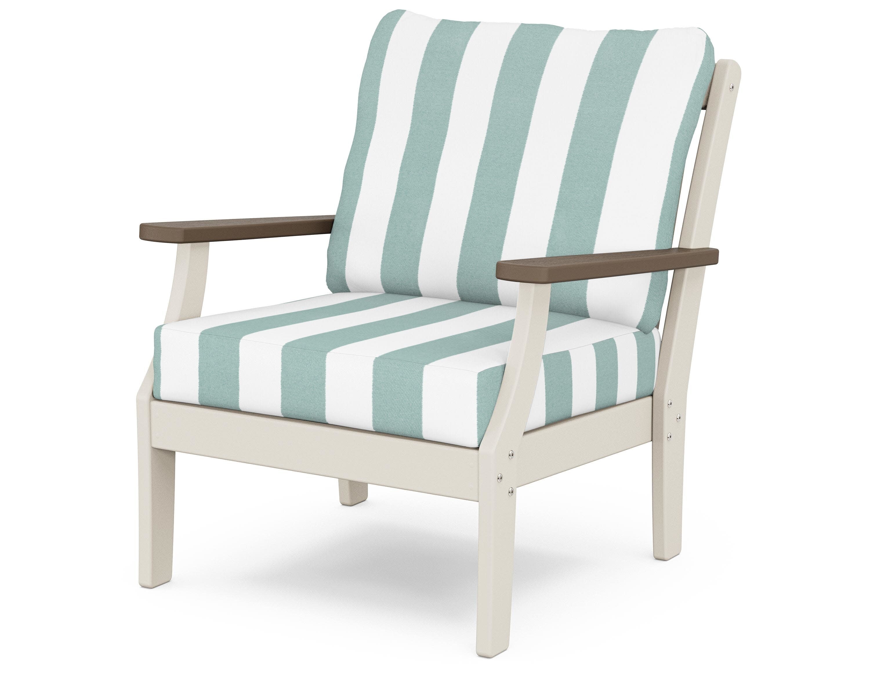 Braxton Deep Seating Chair in Sand / Kona / Cabana Stripe Glacier Spa
