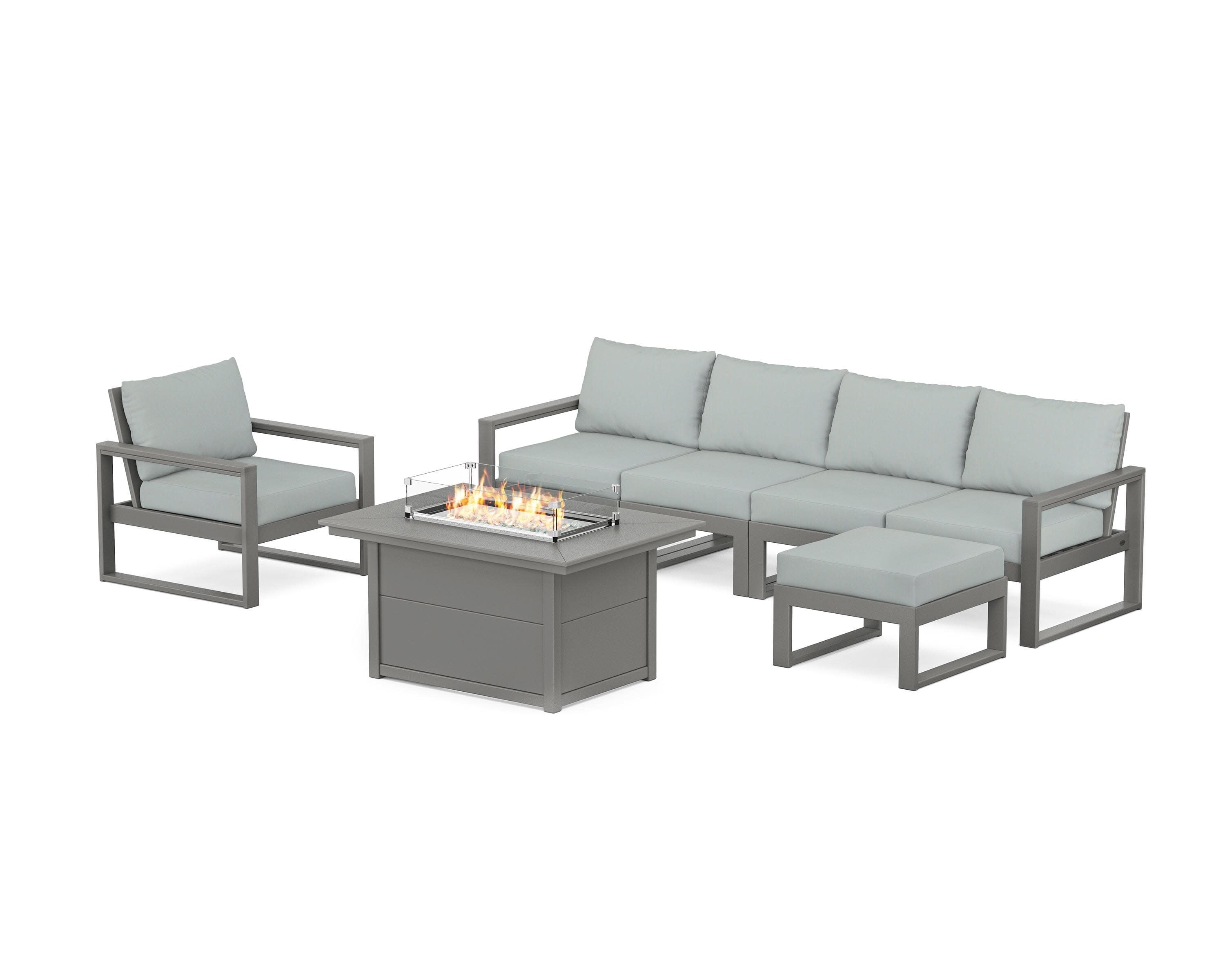 EDGE Sectional Lounge and Fire Pit Set in Slate Grey / Spa