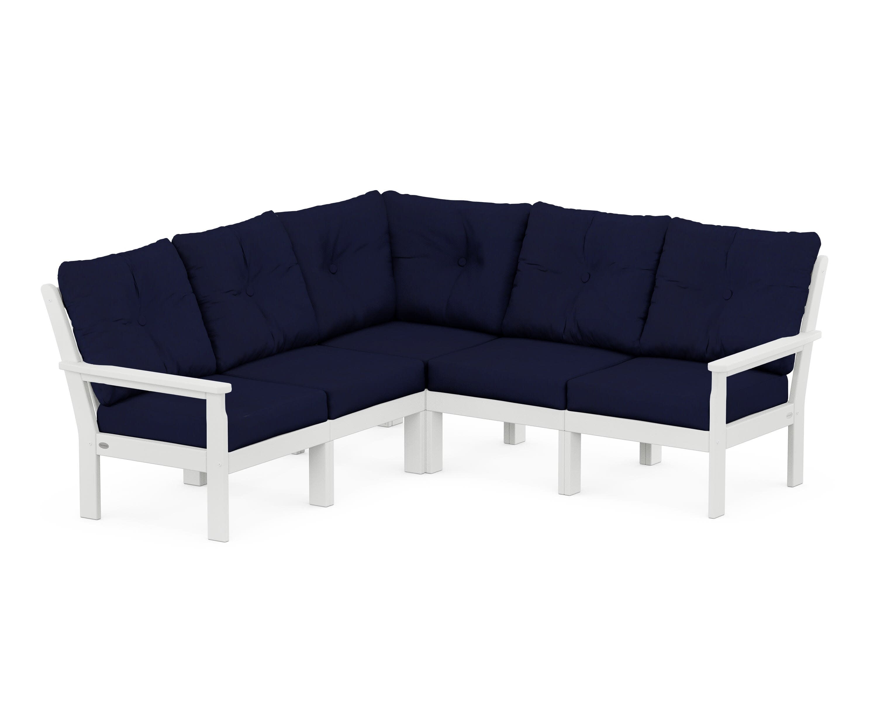 Vineyard 5-Piece Sectional in White / Navy