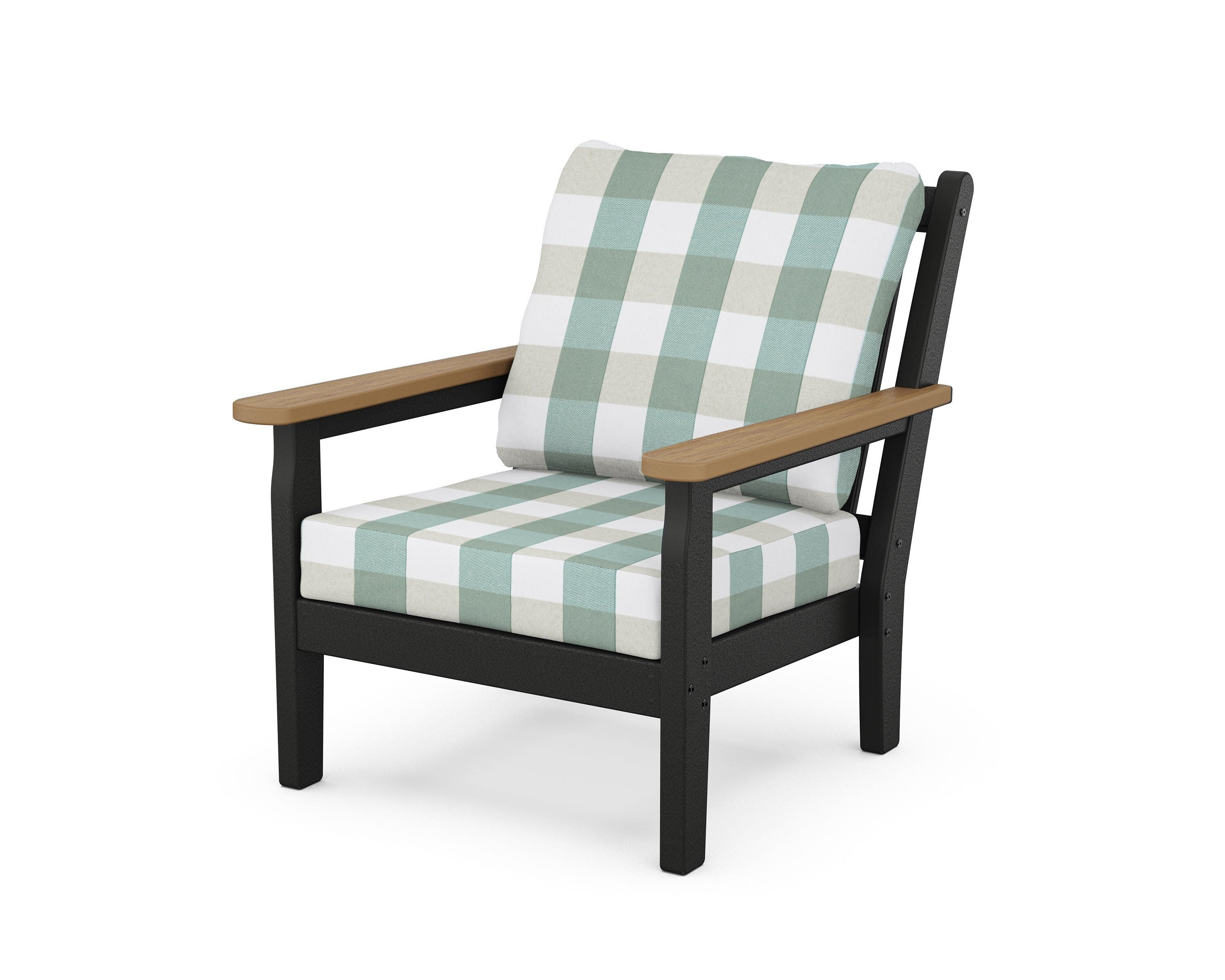 Chippendale Deep Seating Chair in Black / Natural / Buffalo Plaid Glacier Spa