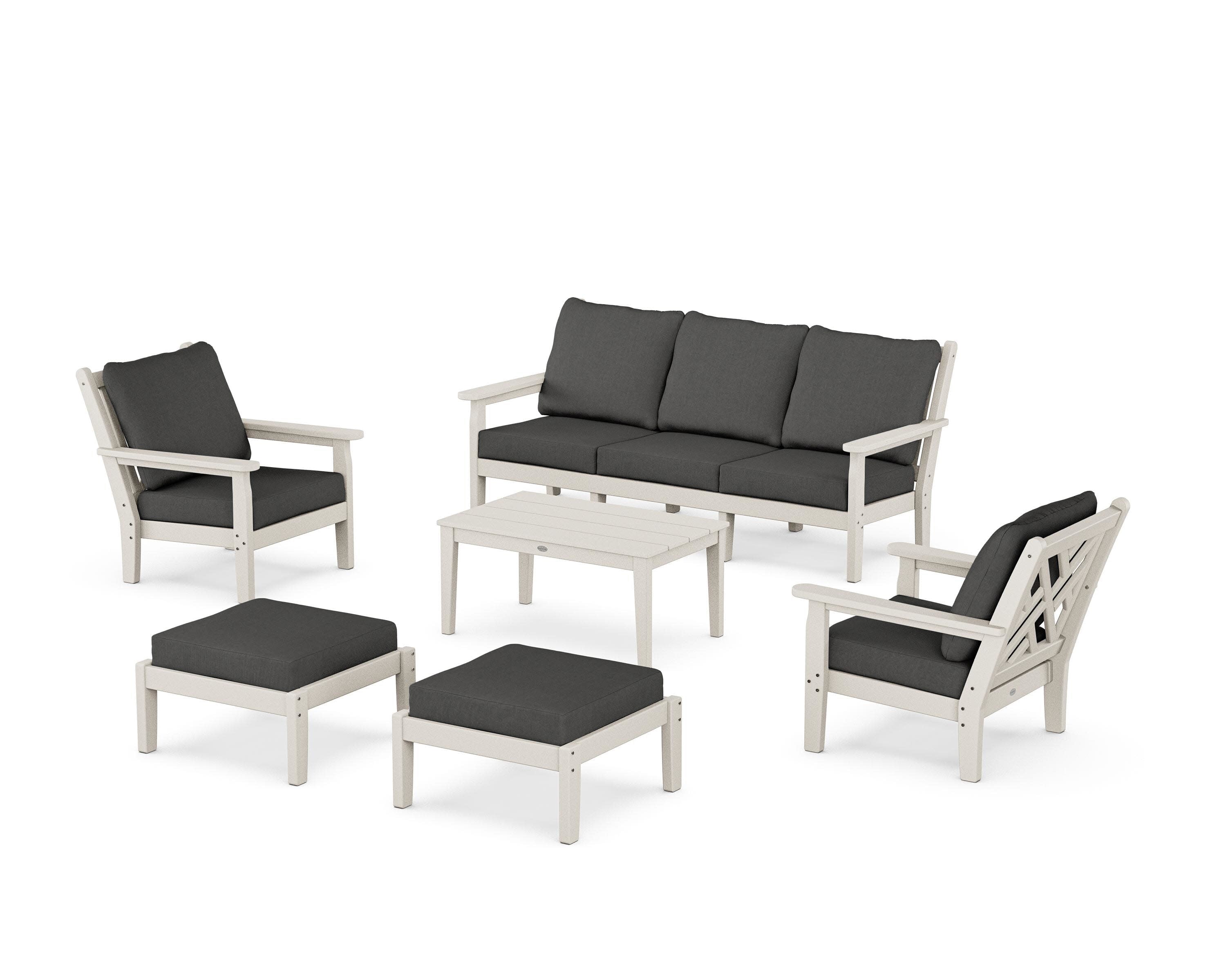 Chippendale 6-Piece Lounge Sofa Set in Sand / Spectrum Carbon